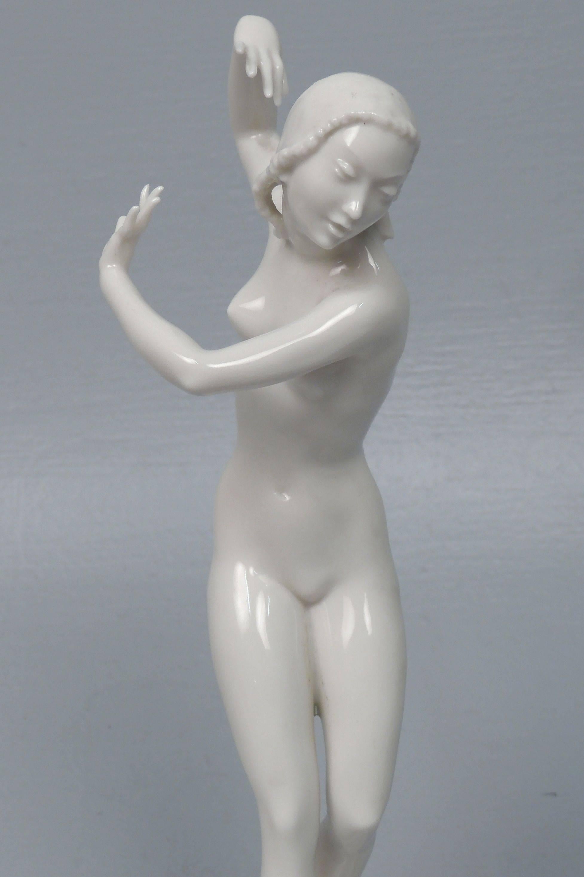 Art Deco Female Nude Figurine by Carl Werner for Hutschenreuther Porcelain In Good Condition In Philadelphia, PA