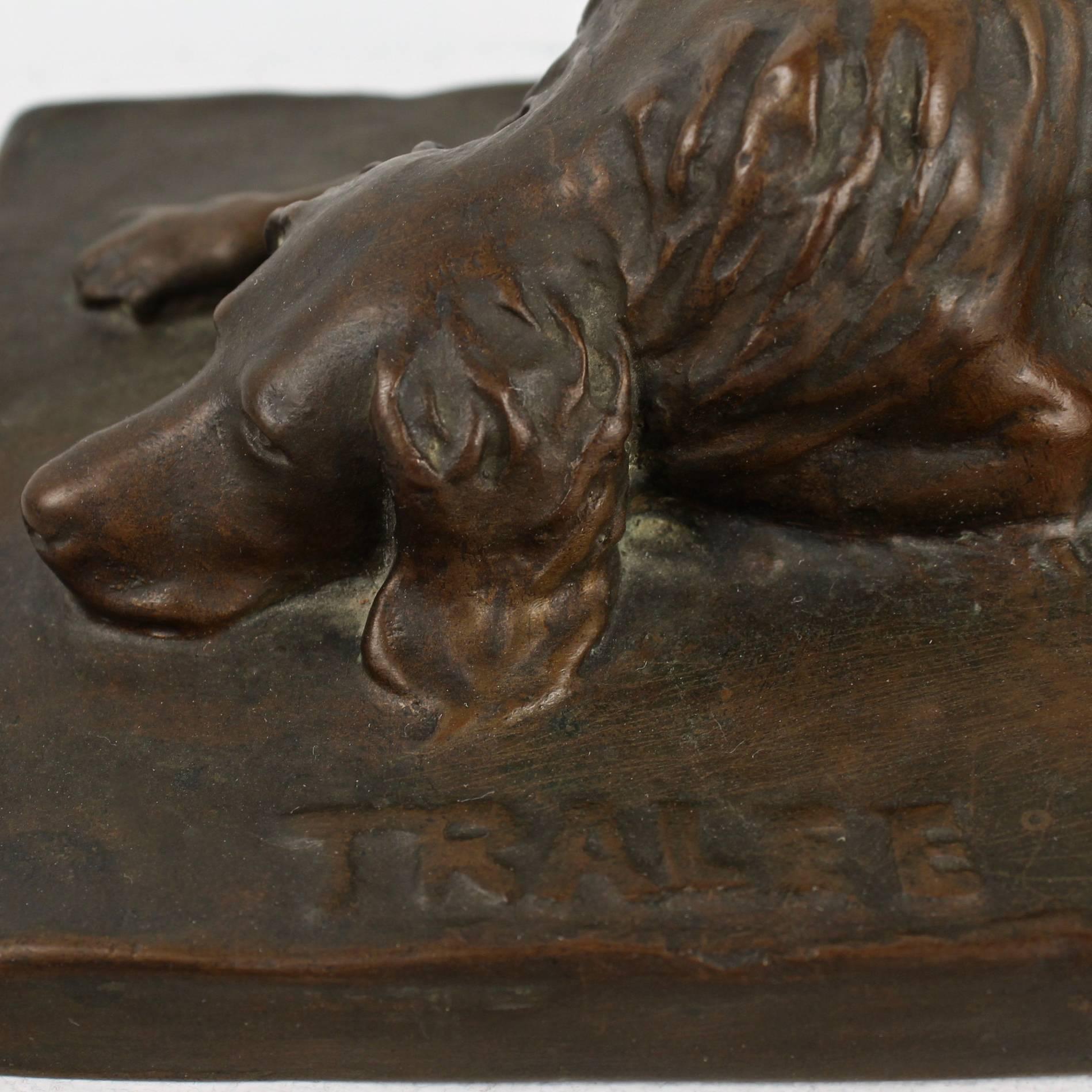 Cast Antique Roman Bronze Works Sculpture of a Labrador Retriever Dog Entitled Tralee