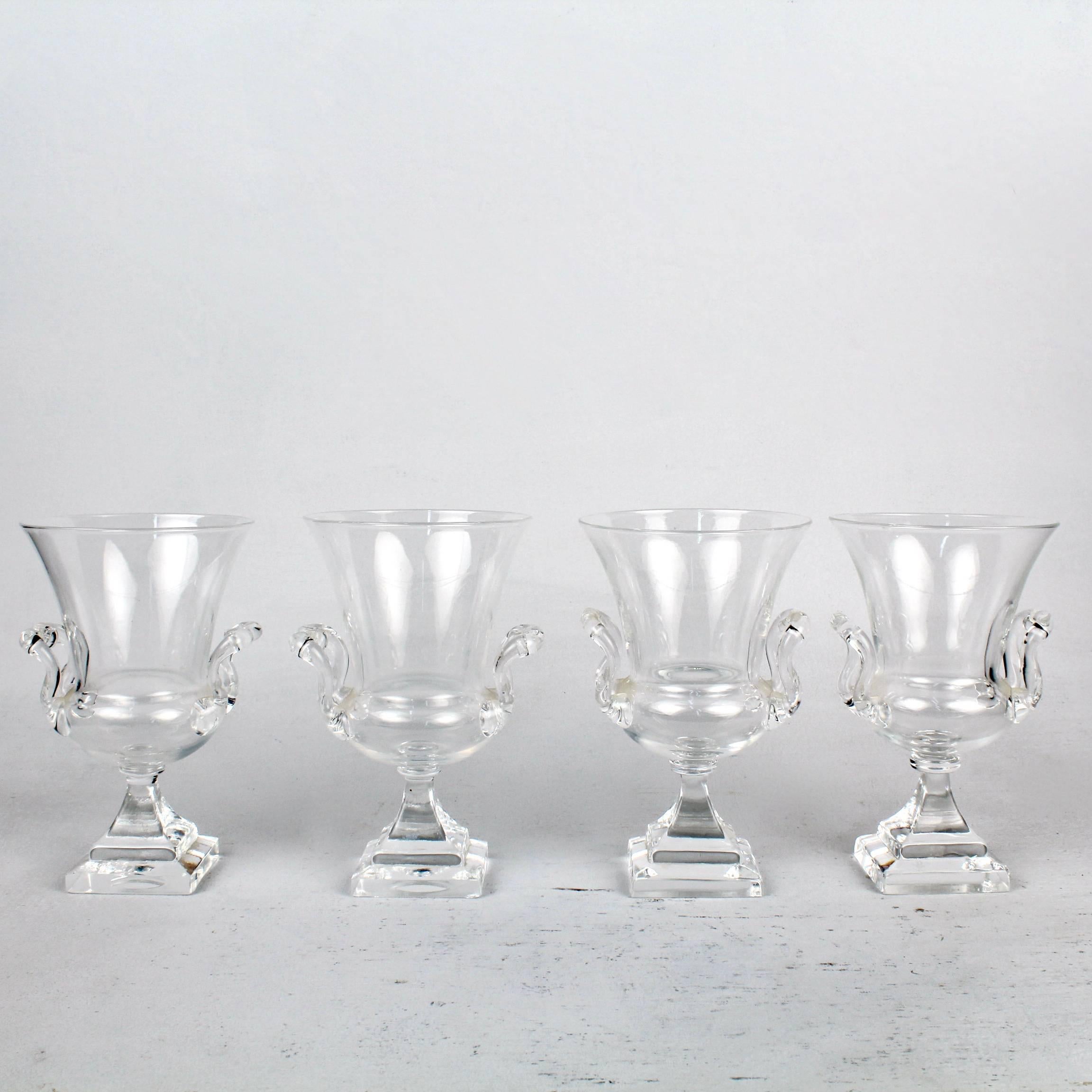 Mid-Century Modern Set of Four Mid-Century Steuben Glass Campagna Form Table Urns