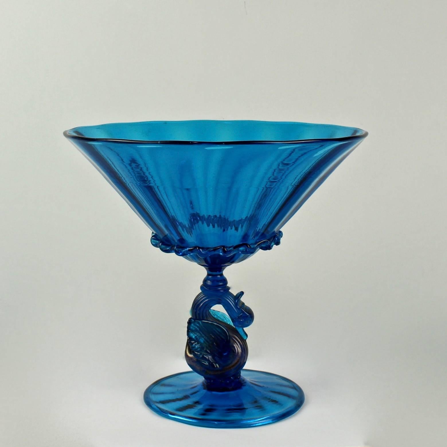 Glass 12.5" SALVIATI Frammenti Blue Bowl 