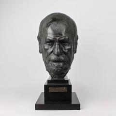 Große Bronzeskulptur oder Büste des Psychoanalytikers Sigmund Freud aus Bronze von Oscar Nemon