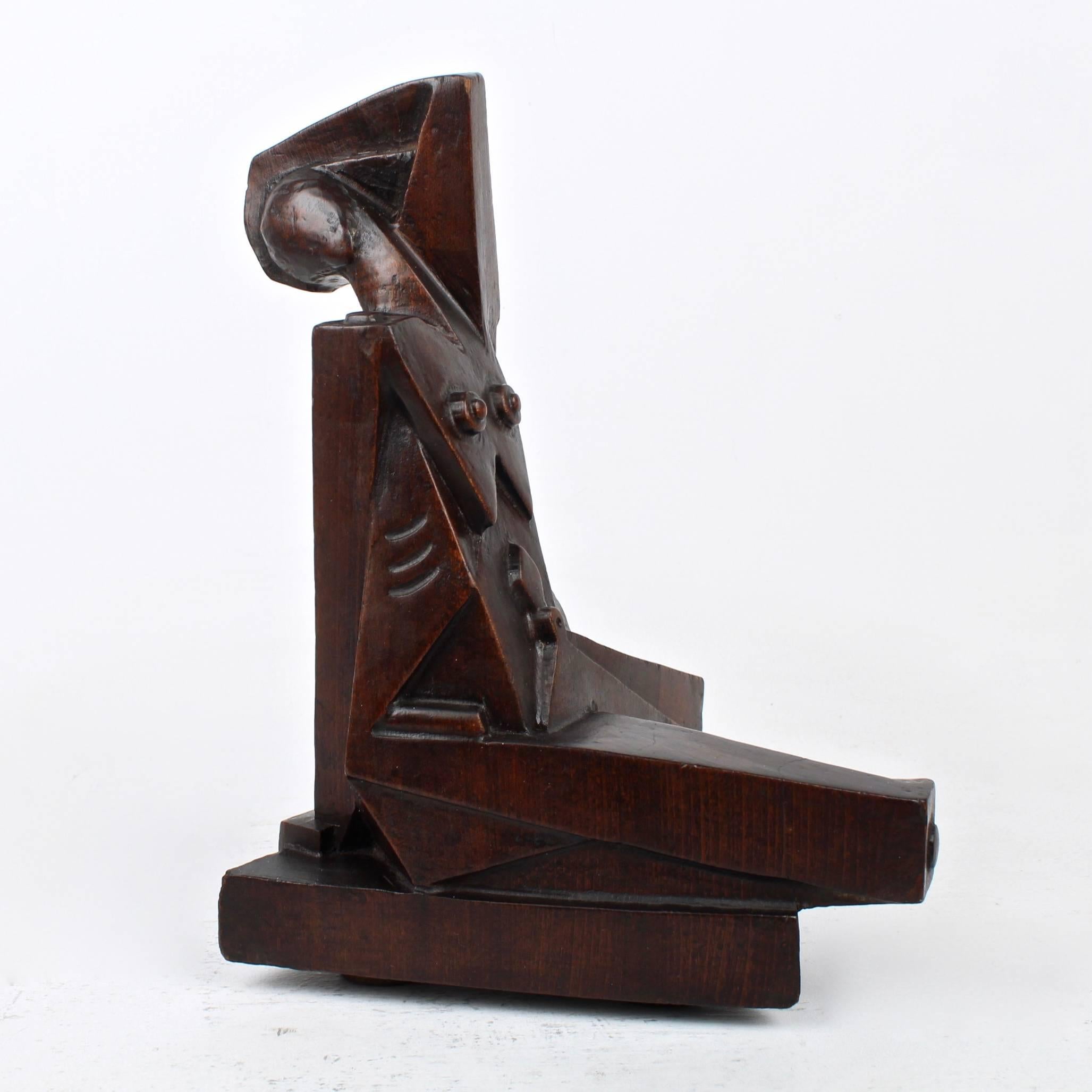 Stained Cubist Wood Sculpture of a Nude by Russian American Sculptor Boris Blai, 1930s For Sale