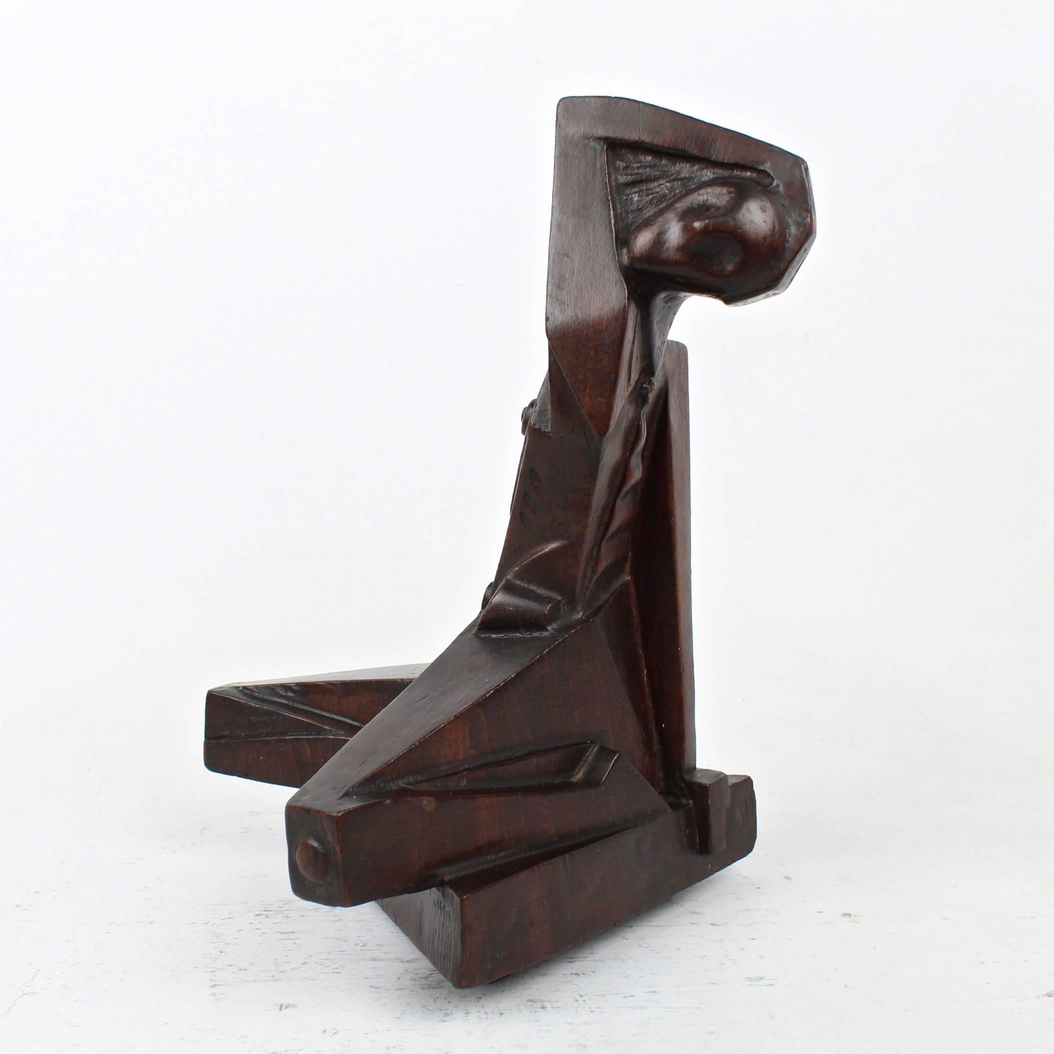 Moderne Sculpture cubiste en bois d'un nu par le sculpteur américain-russe Boris Blai, années 1930 en vente
