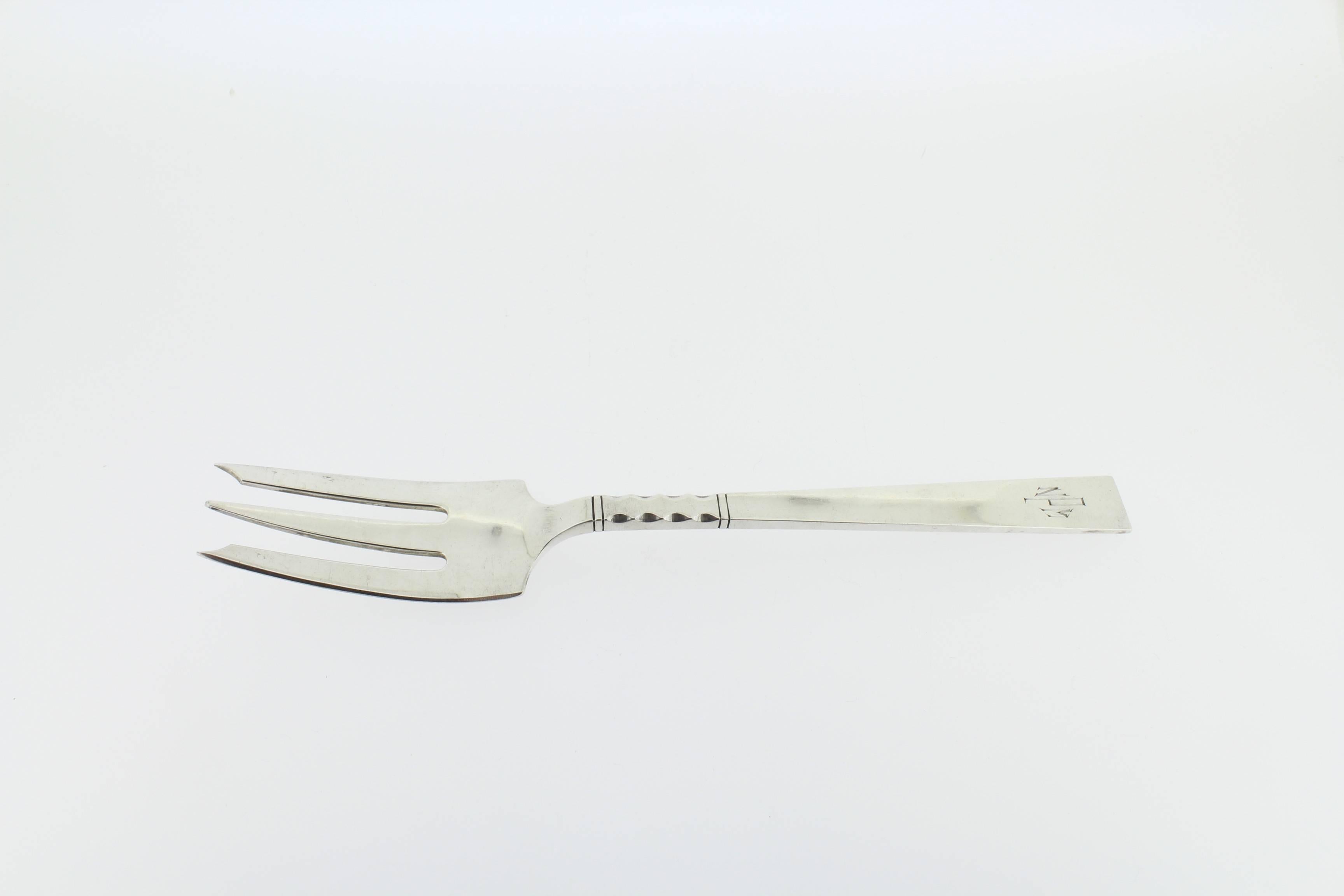 Mid-20th Century Art Deco Neptune Pattern Sterling Silver Flatware Set by Black, Starr, & Gorham