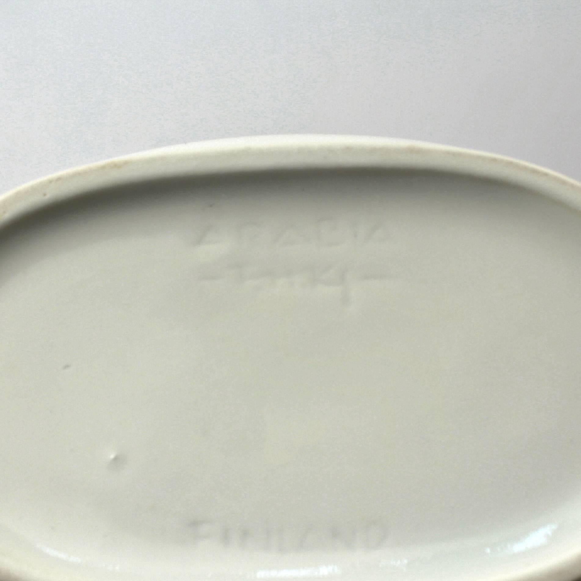 Finnish Modern Rice Grains Porcelain Bowl by Holzer-Kjellberg for Arabia, 1970s 1