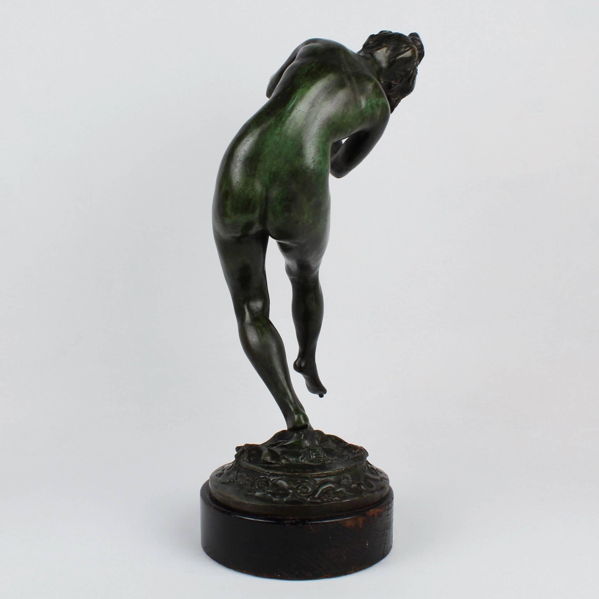 Art Nouveau Xoros, Dancing Bacchante Roman Bronze Works Sculpture by Robert Ingersoll Aitken