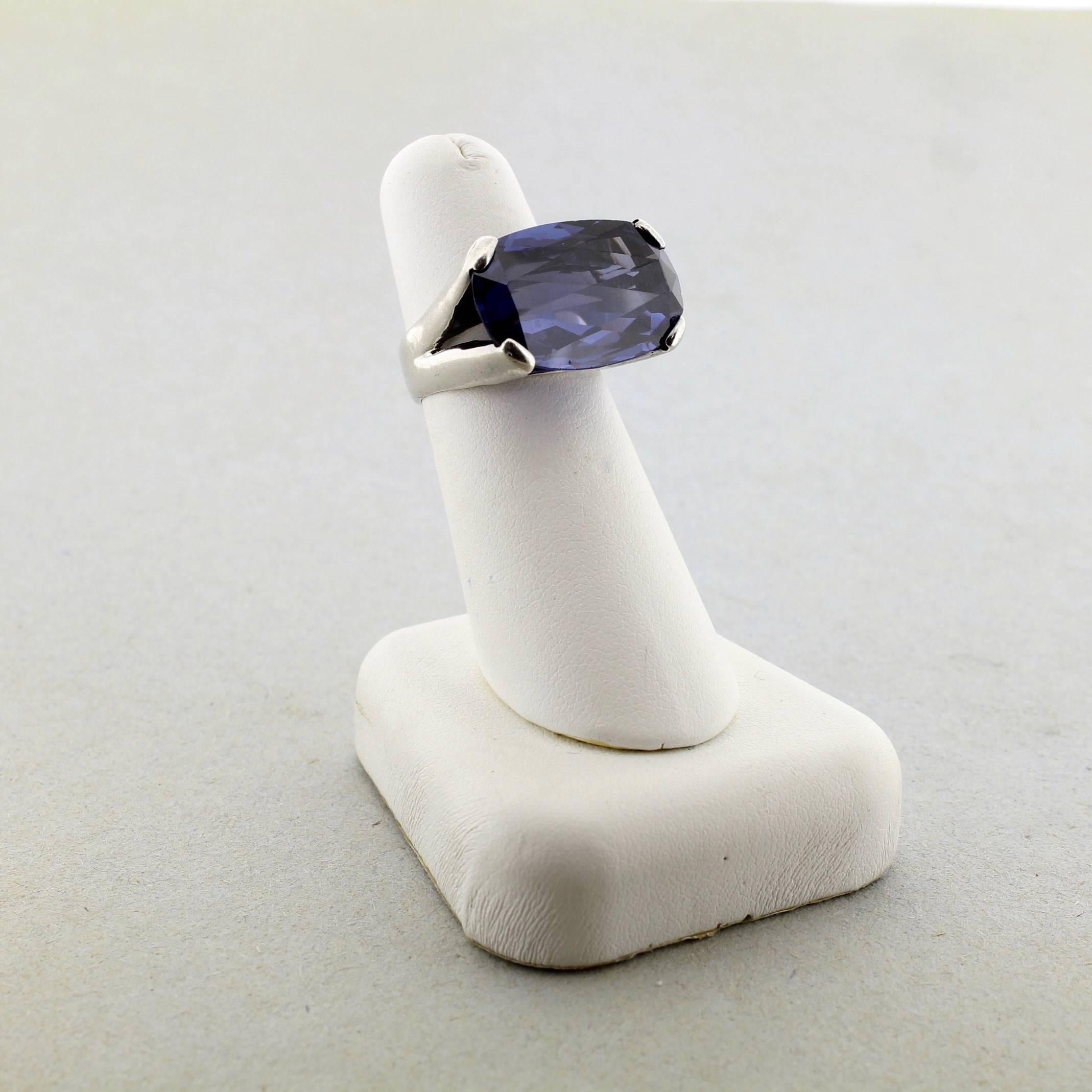 Mid-Century Doris Mexican Sterling Silver & Simulated Alexandrite Cocktail Ring 1