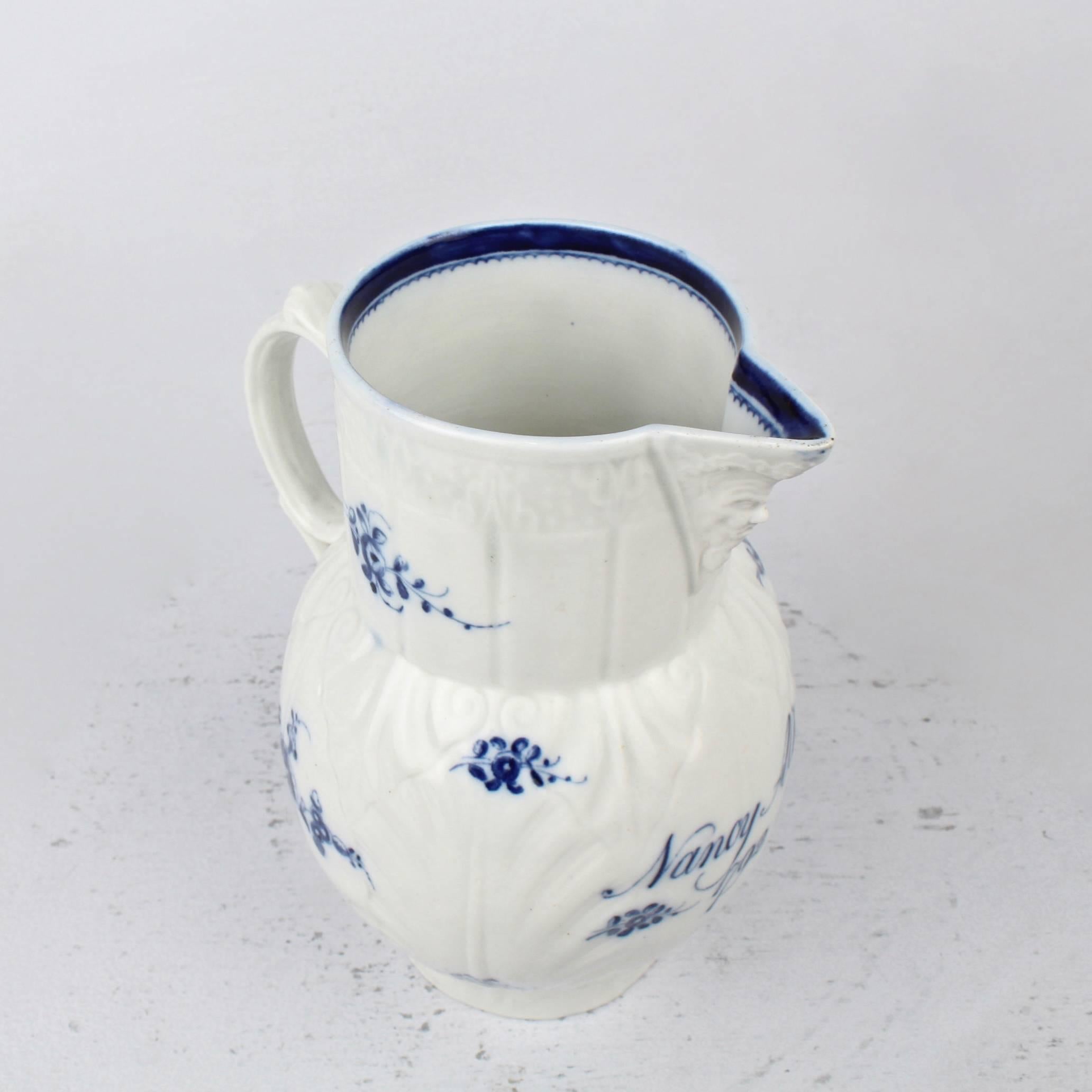 Dated 18th Century Caughley Soft-Paste Porcelain Cabbage Leaf Pitcher or Jug 1