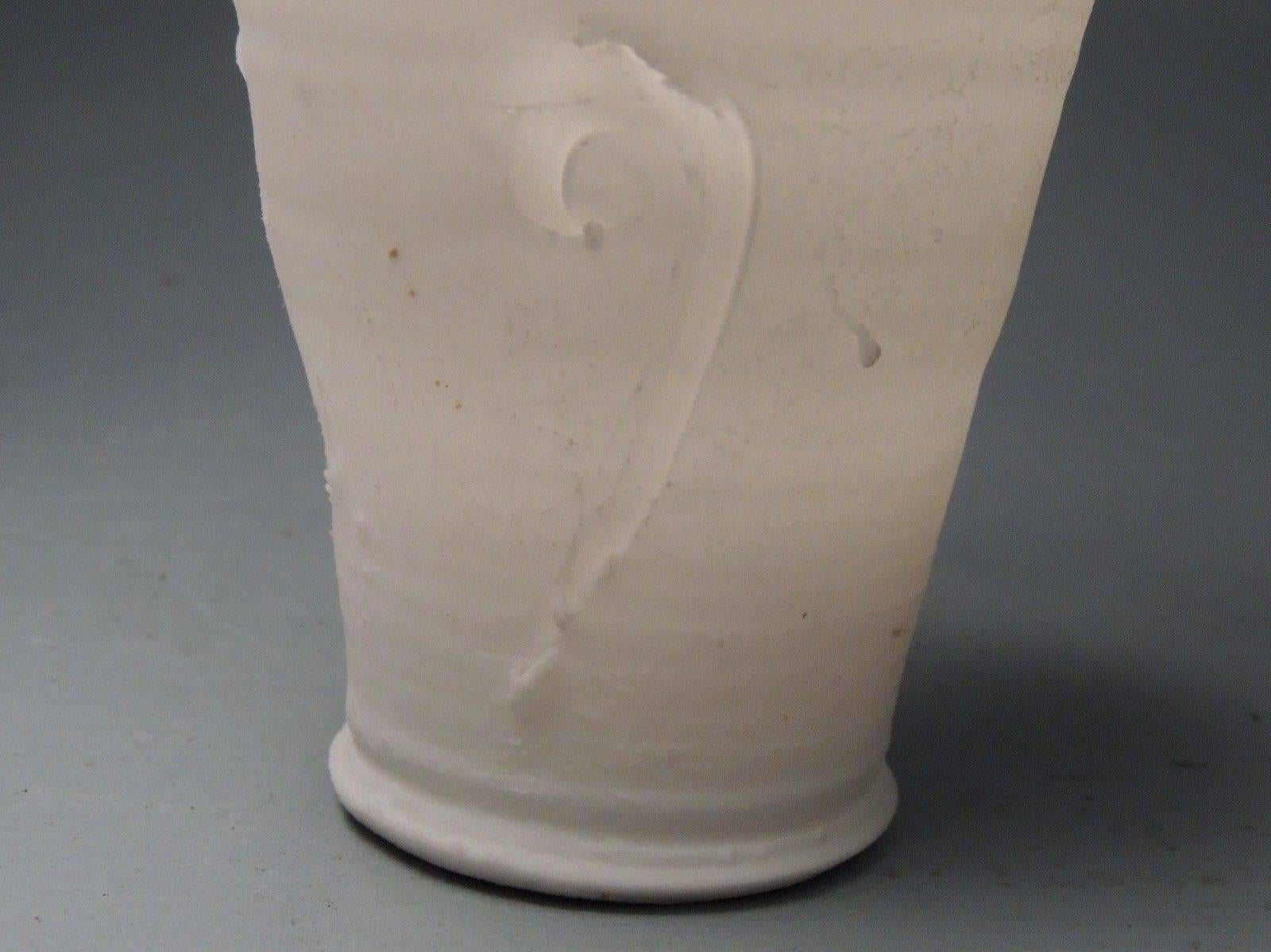 Unglazed Signed Light Gatherer Porcelain Vase with a Face by Rudolf 