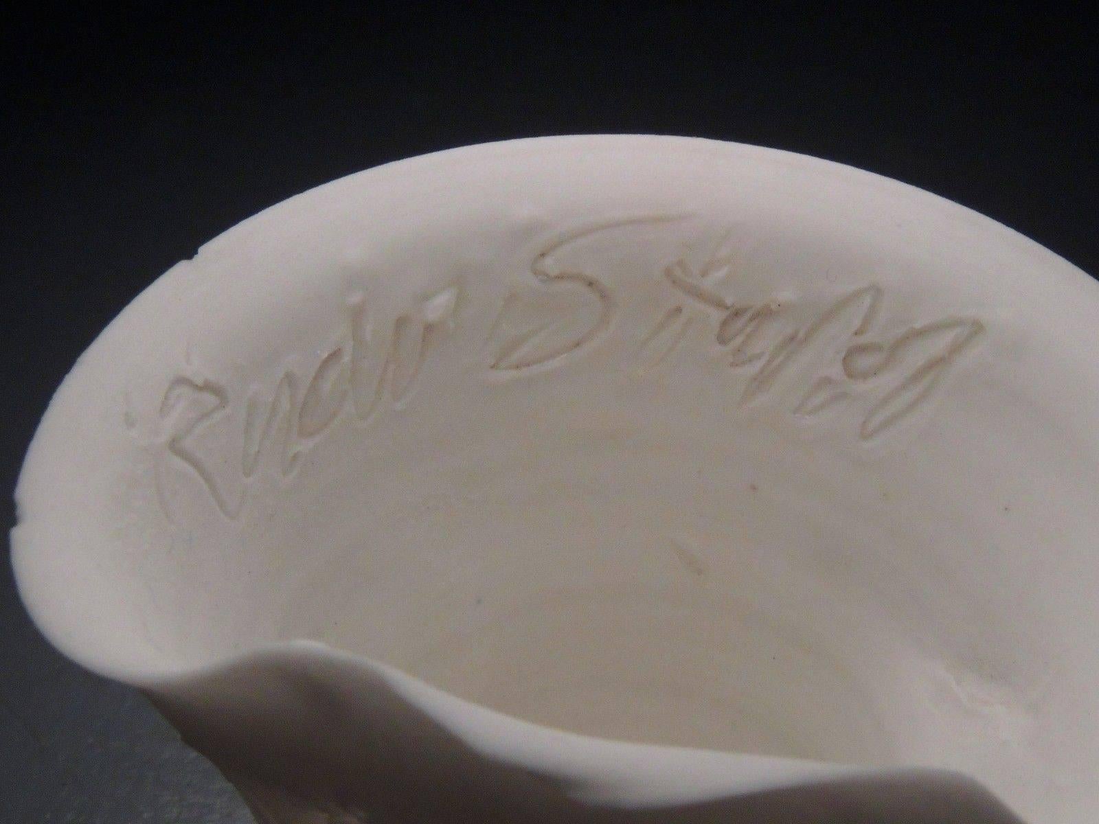 Signed Light Gatherer Porcelain Vase with a Face by Rudolf 