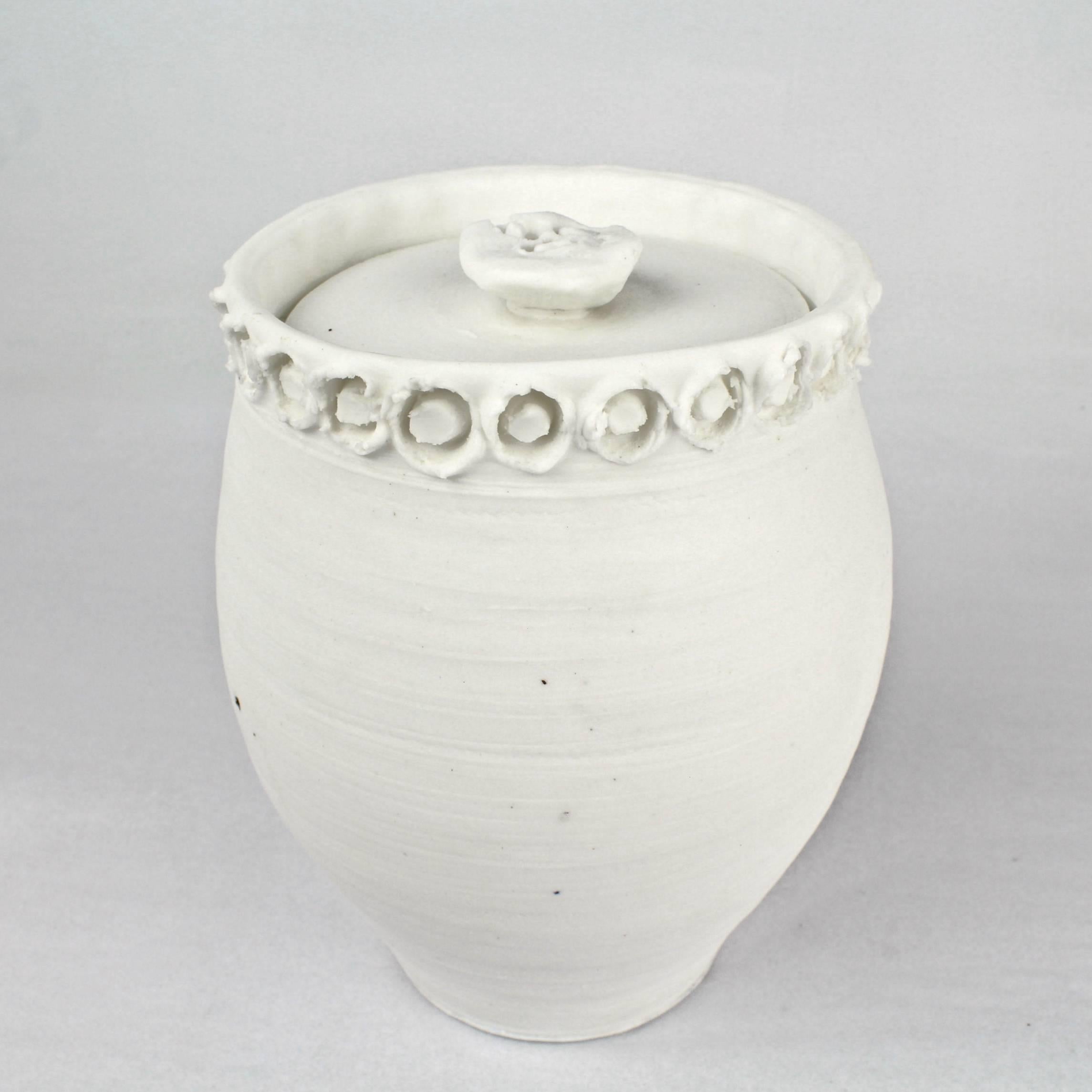 Large Rare Light Gatherer Covered Porcelain Jar by Rudolf 