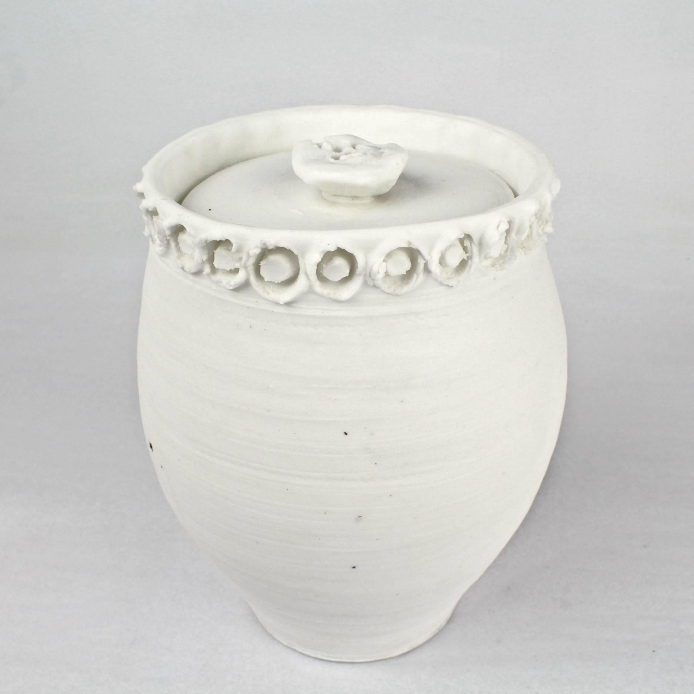 Large Rare Light Gatherer Covered Porcelain Jar by Rudolf 