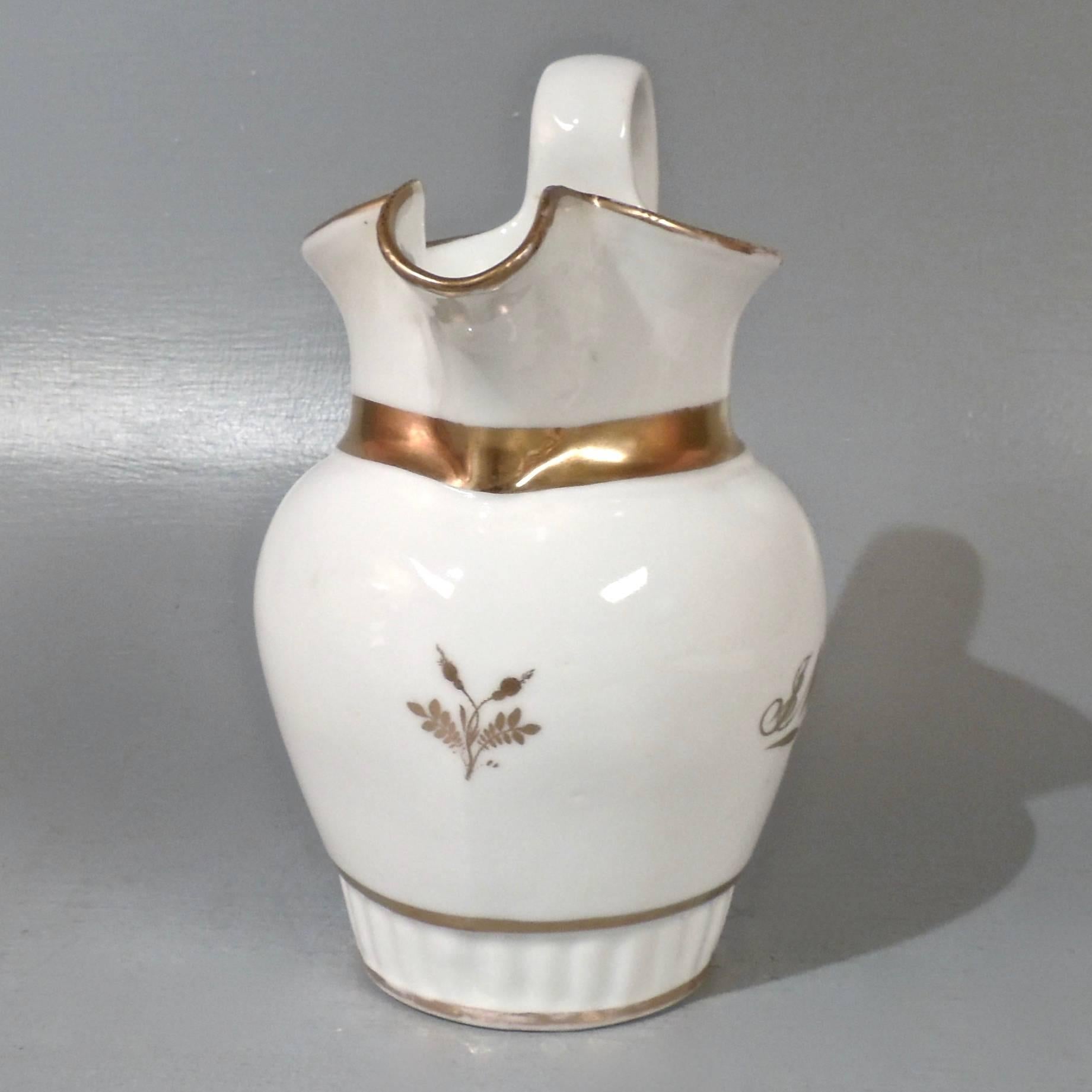 American Classical Rare Early 19th Century American Porcelain Pitcher by Tucker & Hemphill