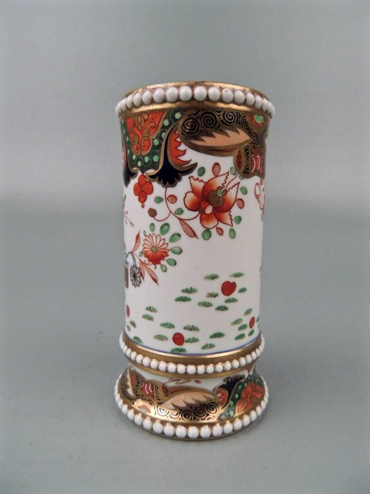 English Four Early 19th Century Spode Miniature Imari Jeweled Bud Vases in 967 Pattern