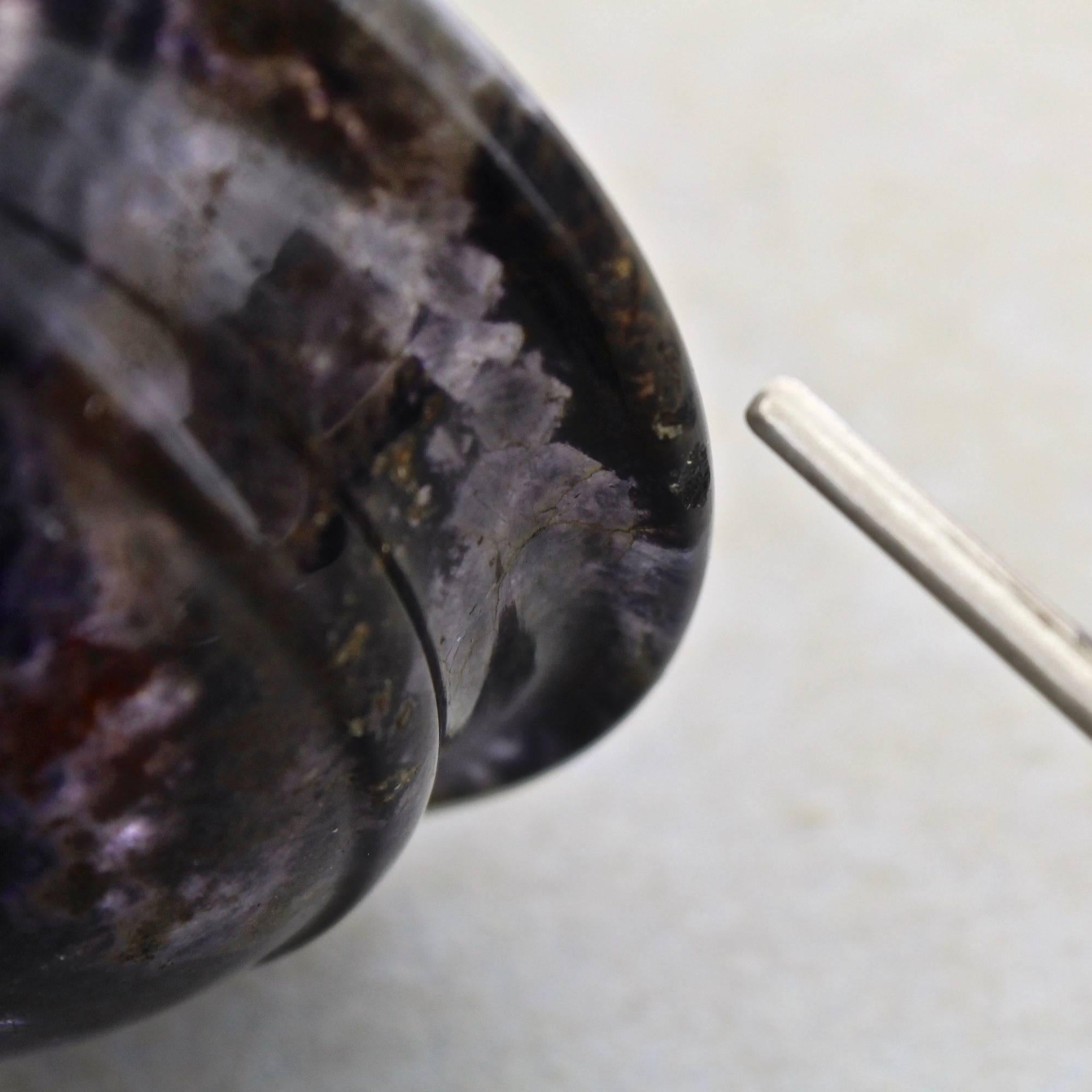 Precious Stone Fine Diminutive Blue John or Derbyshire Spar Turned Footed Bowl on Pedestal