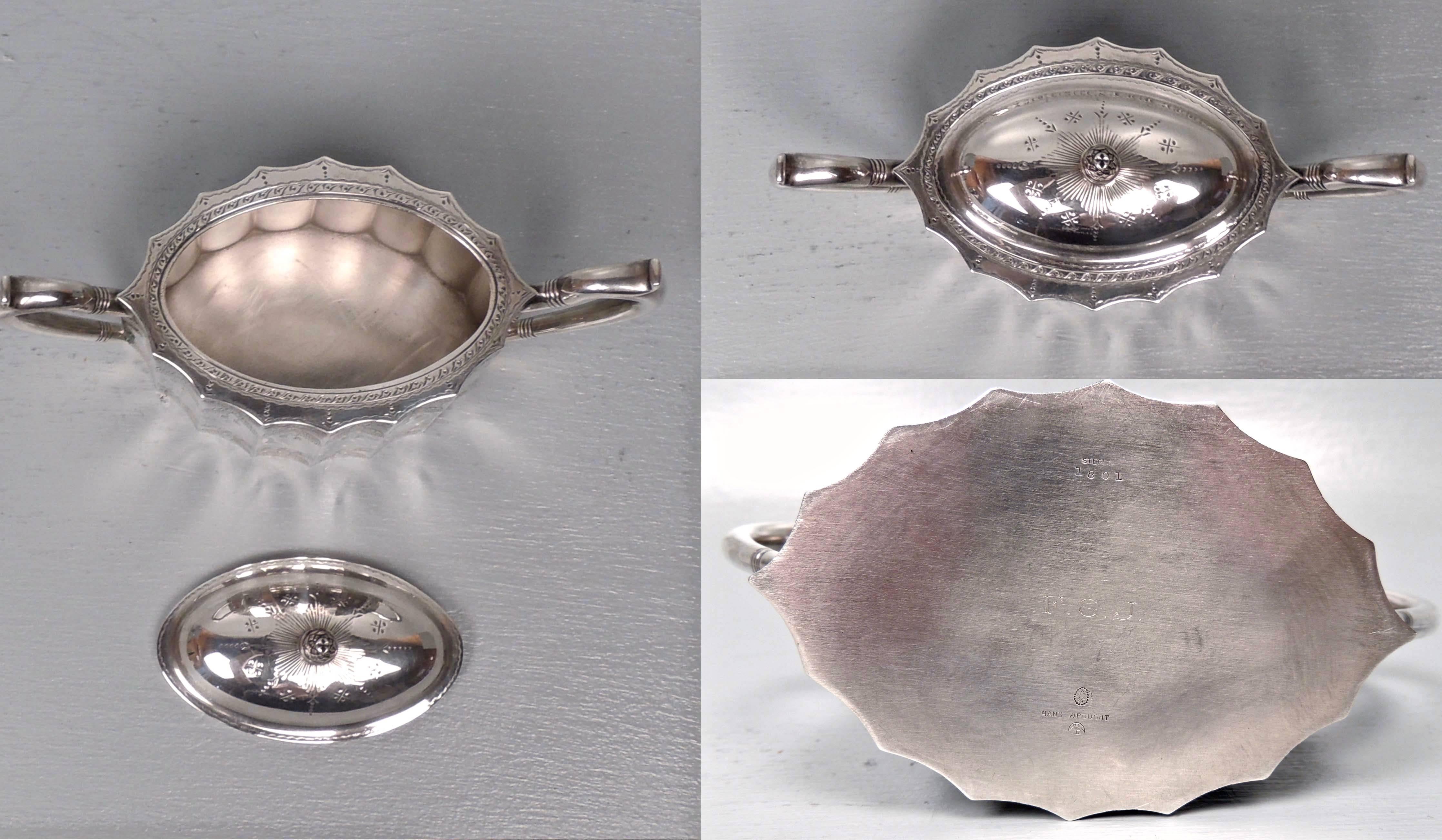 American Paul Revere Pattern Sterling Silver Coffee or Tea Set by Tuttle Silversmiths