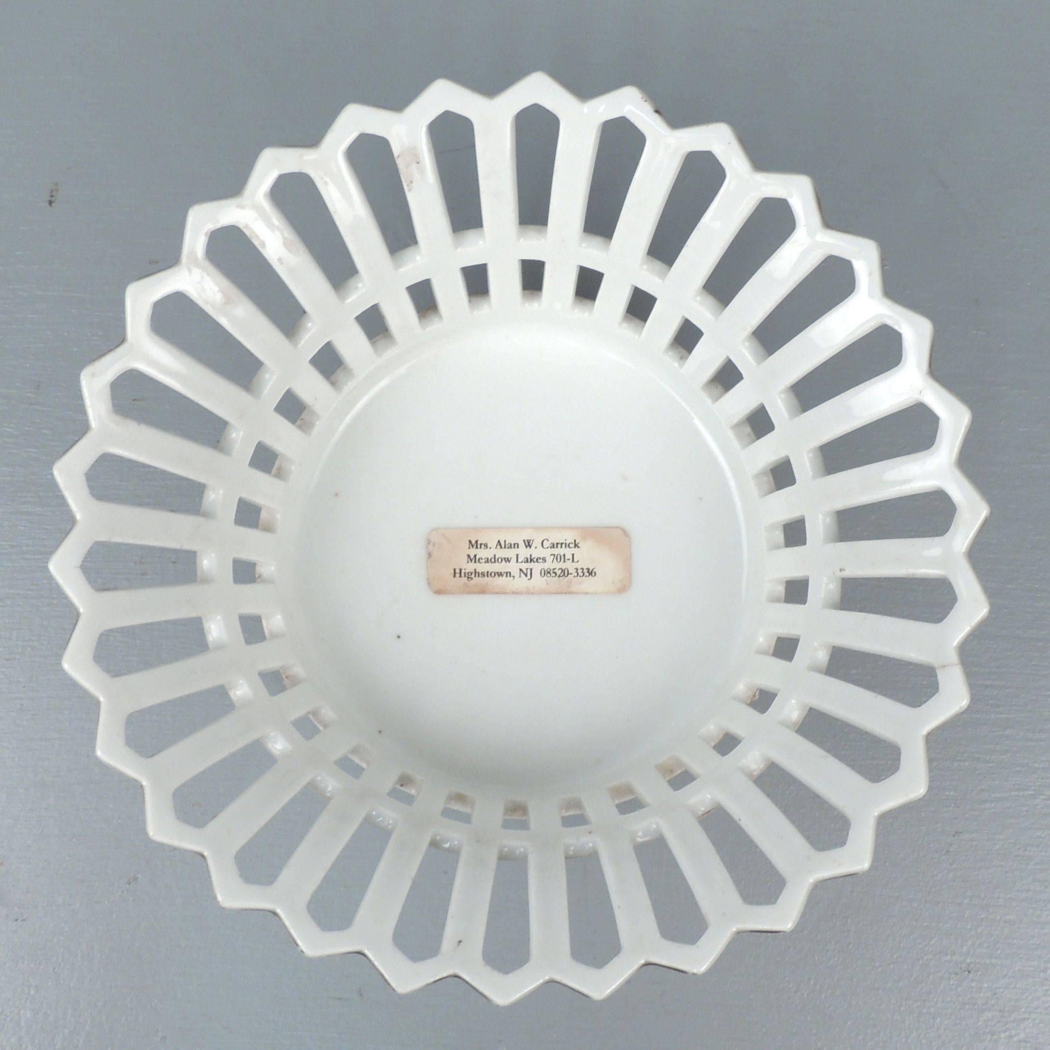 Rare Pair of Tucker & Hemphill American Porcelain Reticulated Fruit Baskets 1