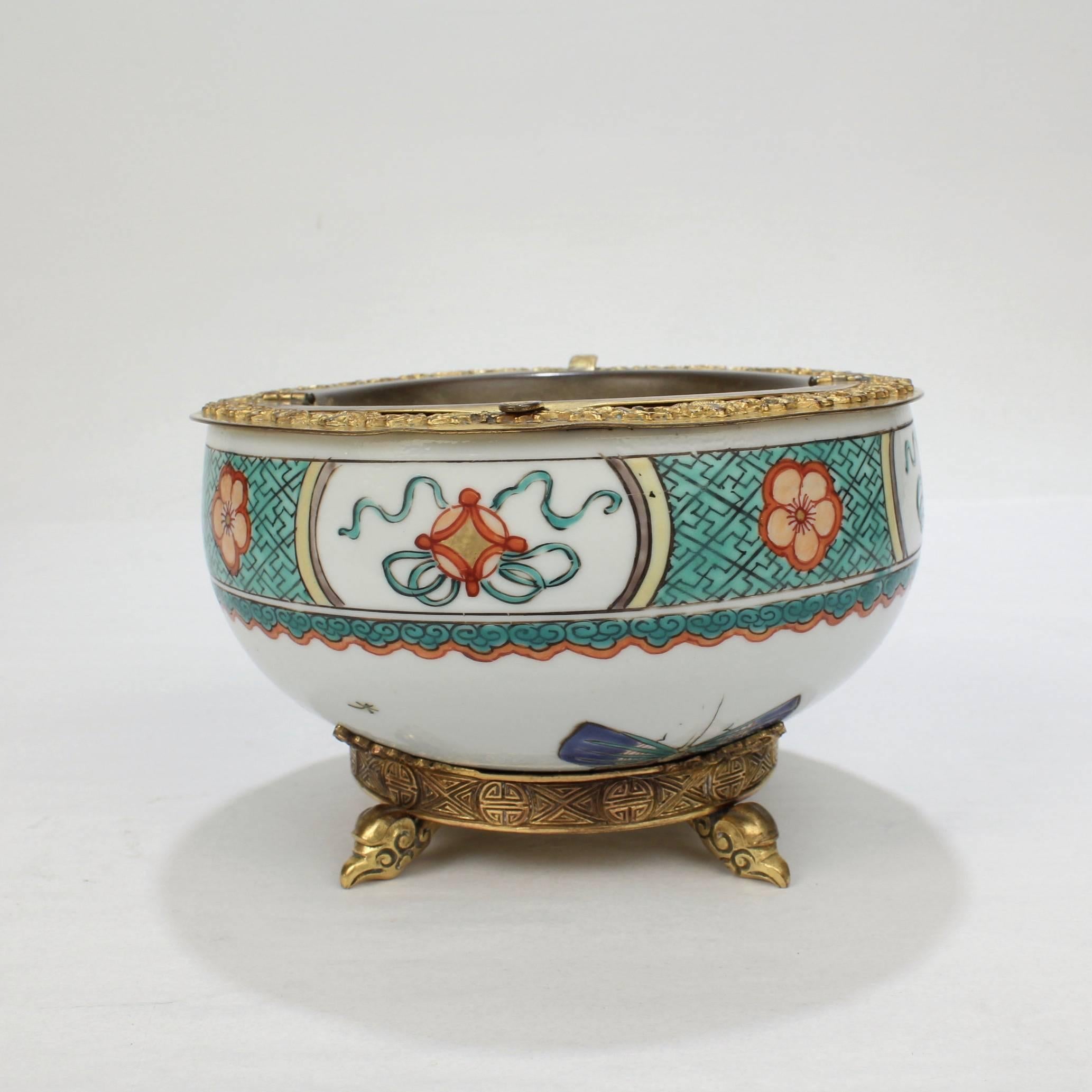 American Gilded Age E F Caldwell Bronze-Mounted Chinese Export Porcelain Ashtray