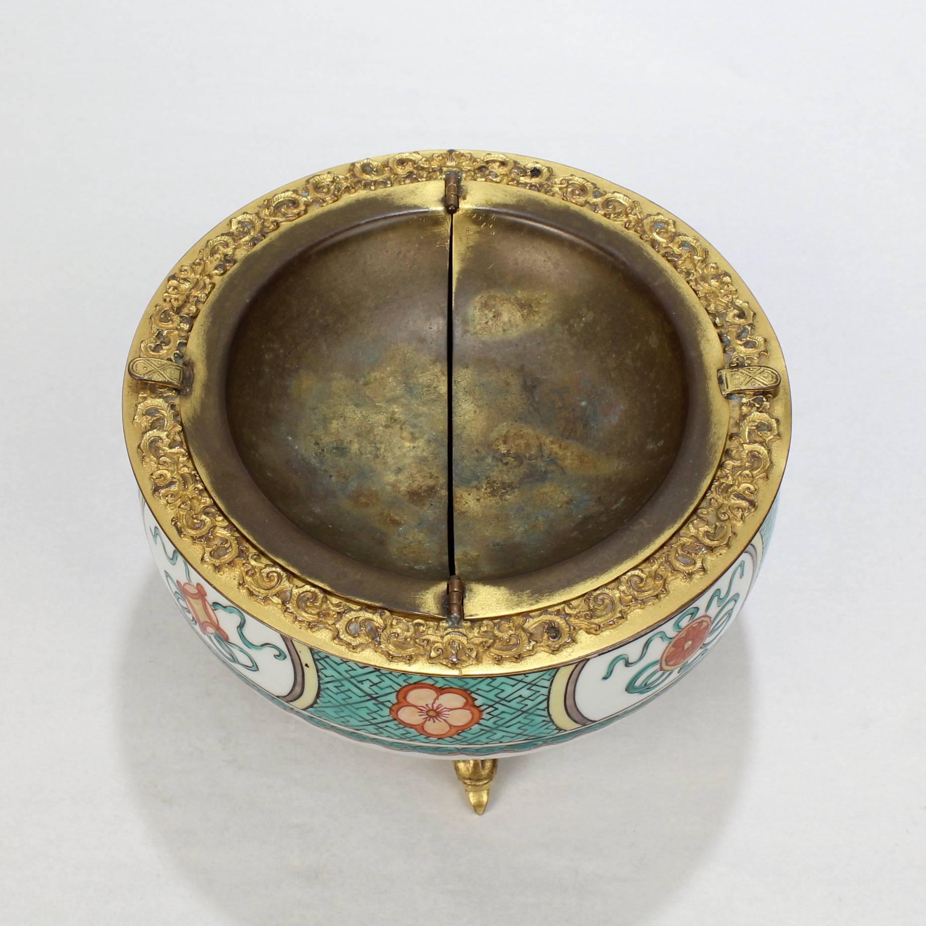 Victorian Gilded Age E F Caldwell Bronze-Mounted Chinese Export Porcelain Ashtray