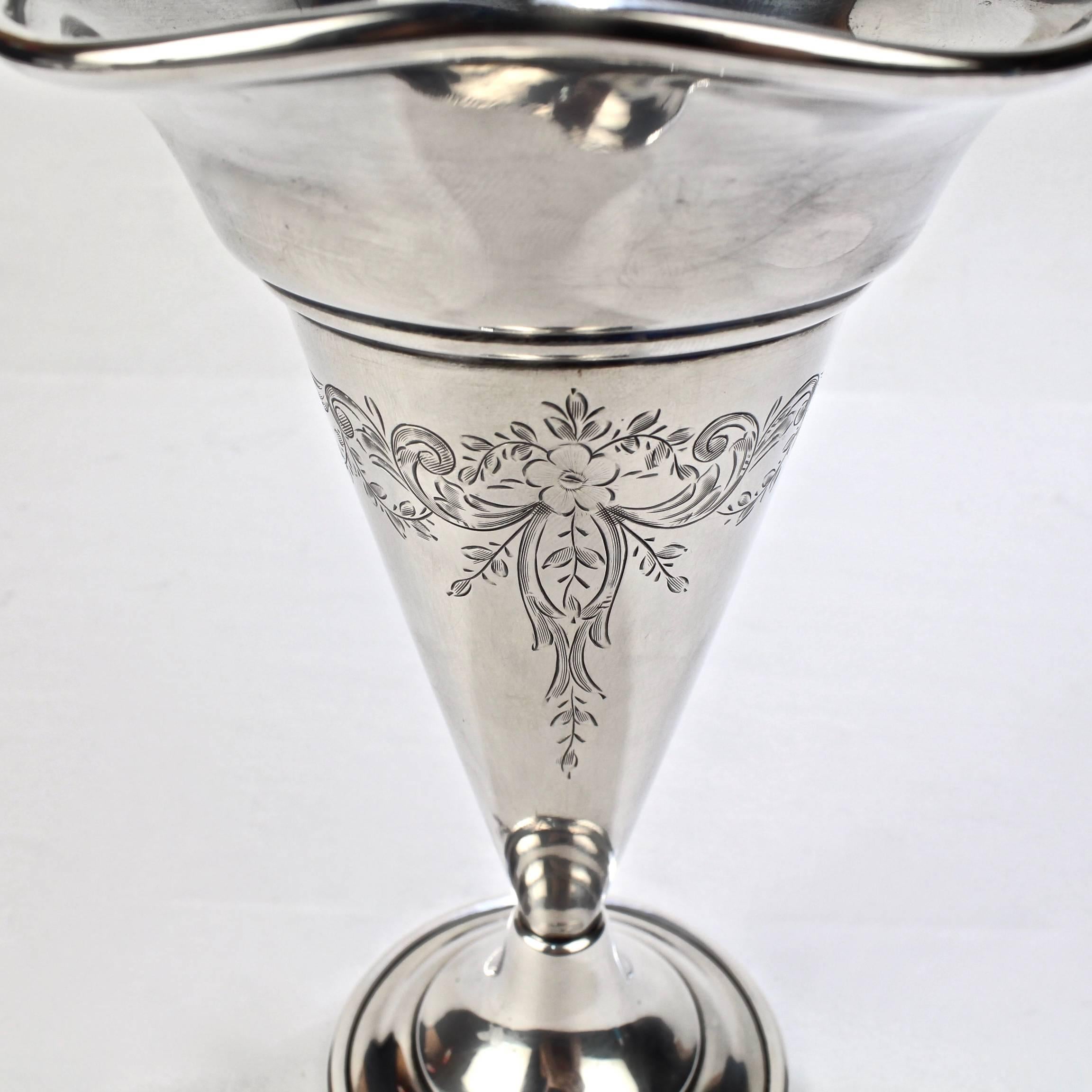Antique American Sterling Silver Trumpet Form Flower Vase by G. Henckel & Co 1