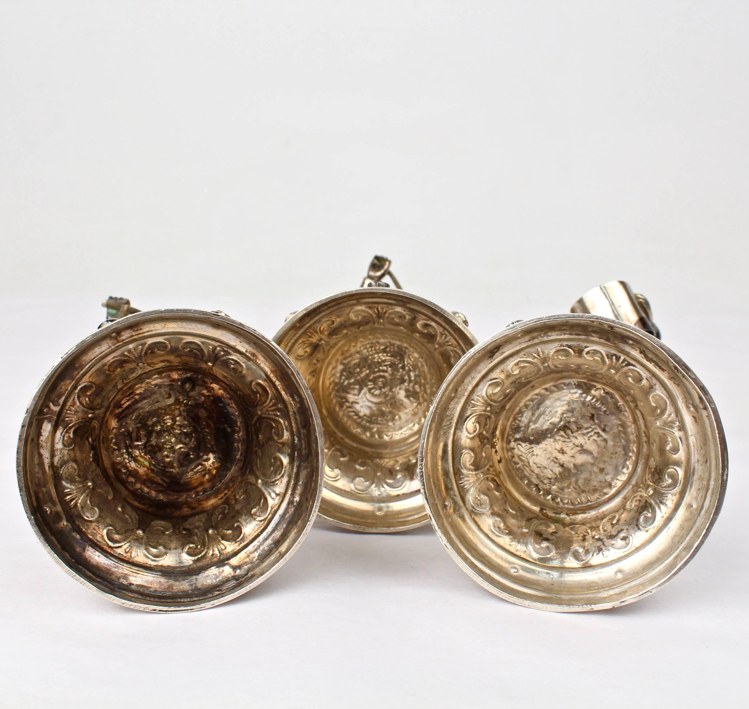Three 19th Century Jeweled & Enameled German Coin Silver Musician Figurines For Sale 5