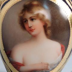 Antique Royal Vienna Porcelain Portrait or Cabinet Vase Signed Wagner