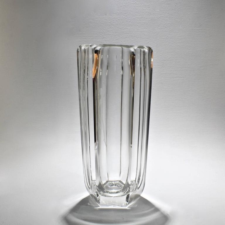 Large Faceted Art Deco Vase With Engraved Mercury By Elis Bergh