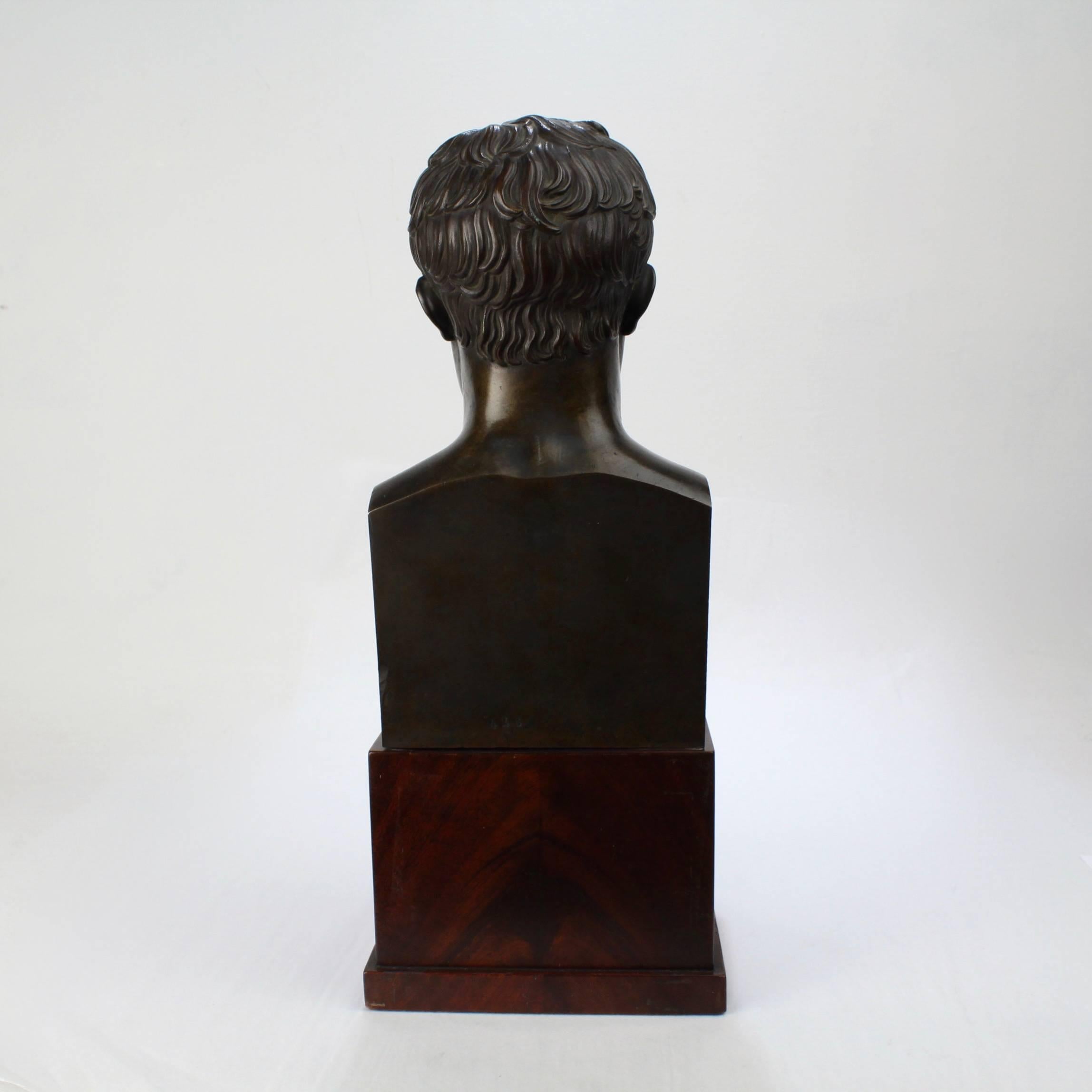 Belle Époque Antique Bronze Bust of Napoleon Bonaparte After Antoine-Denis Chaudet