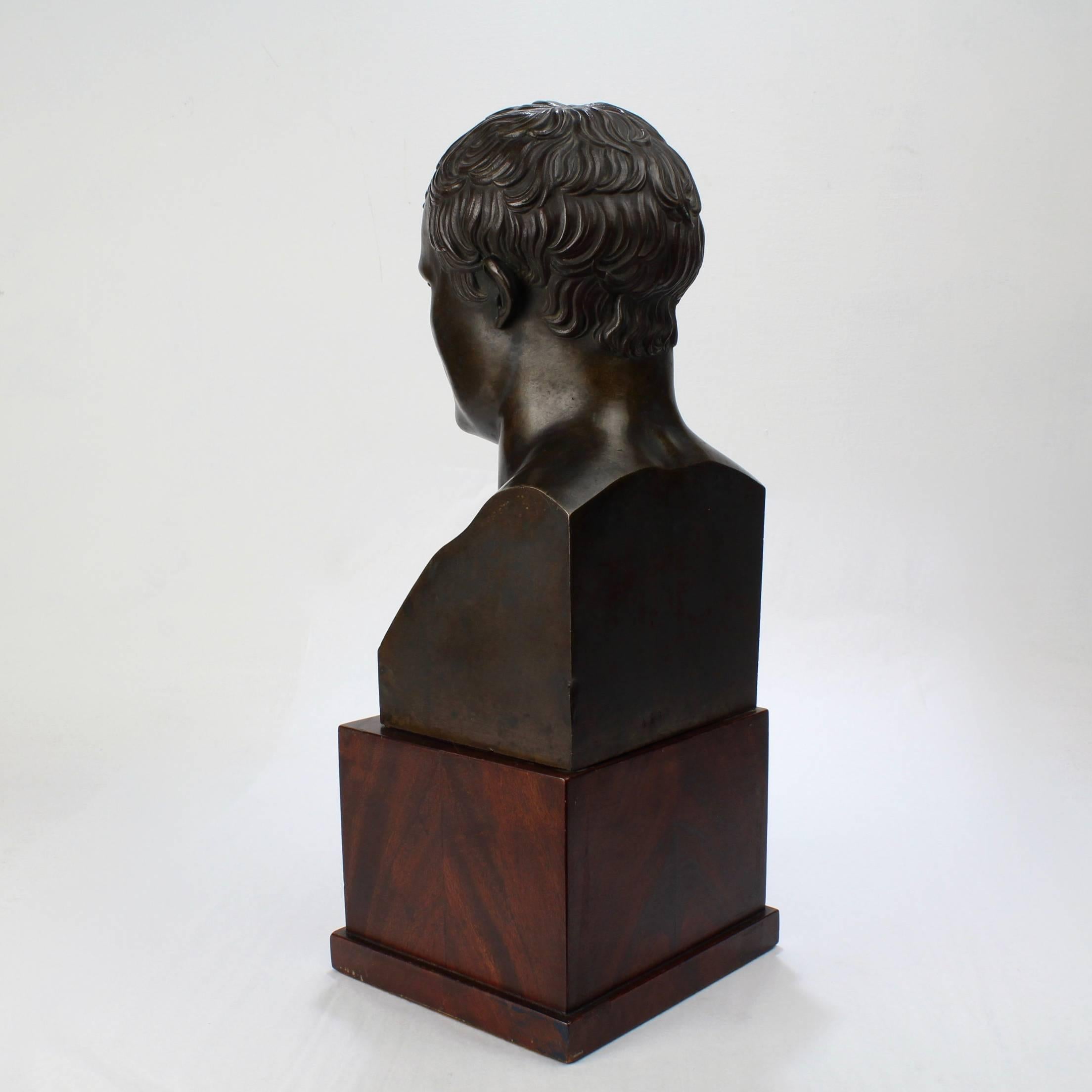 French Antique Bronze Bust of Napoleon Bonaparte After Antoine-Denis Chaudet