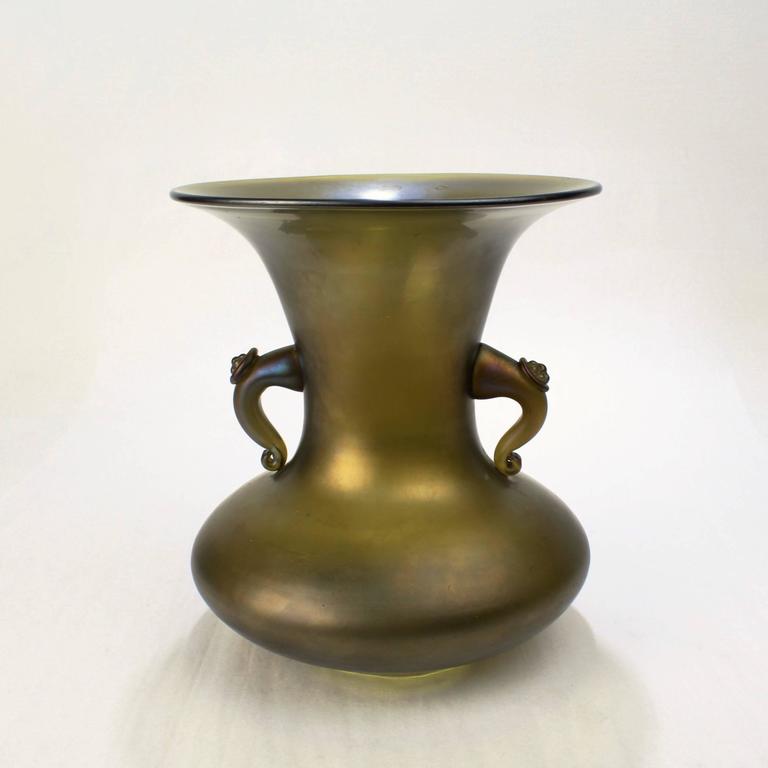 Antique Loetz Bronze Glatt Finish Art Glass Vase For Sale at 1stDibs