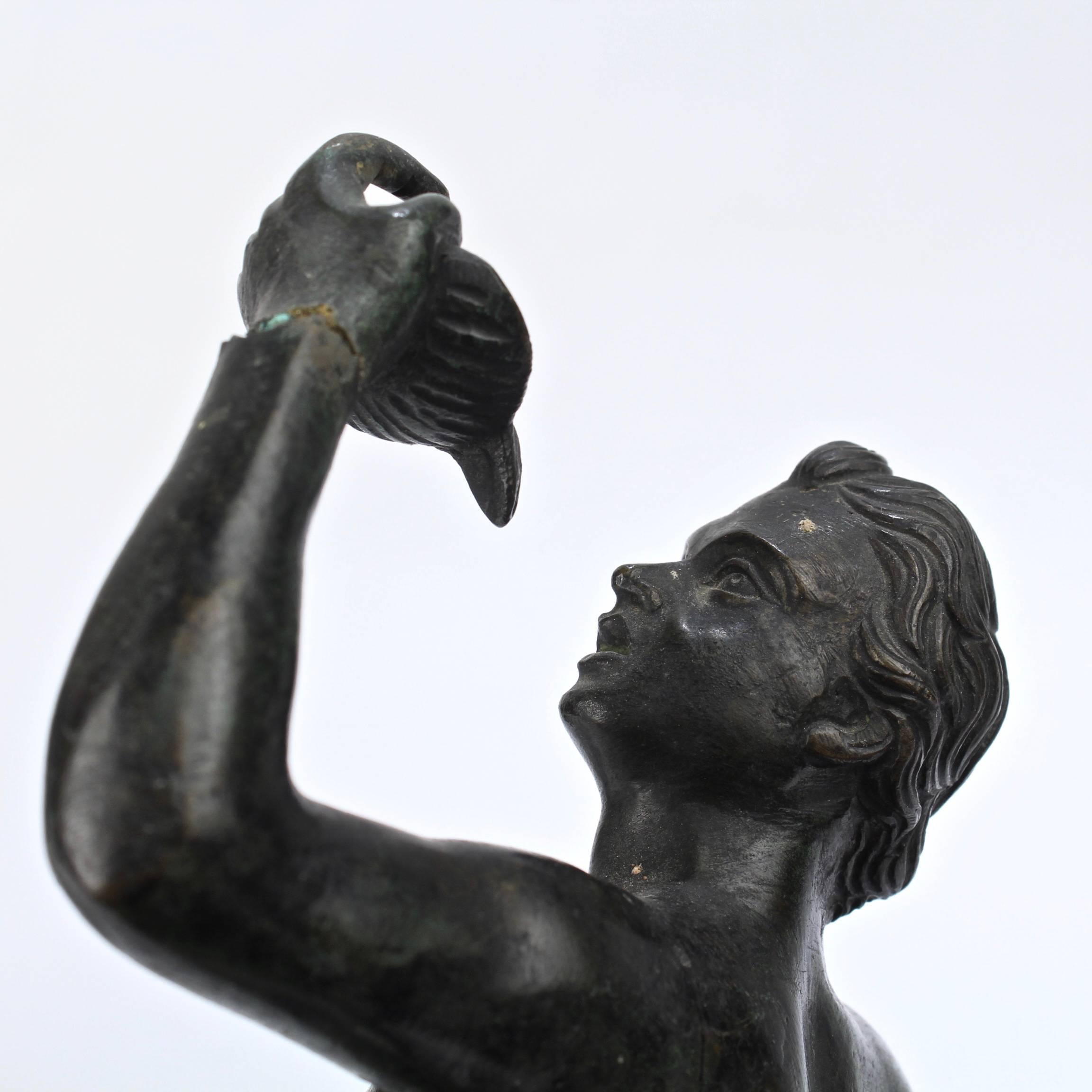 20th Century Pair of Grand Tour Bronze Mermaid & Merman Miniature Fountain Sculptures