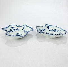 Pair of 18th Century Worcester Porcelain Leaf Form Pickle Dishes