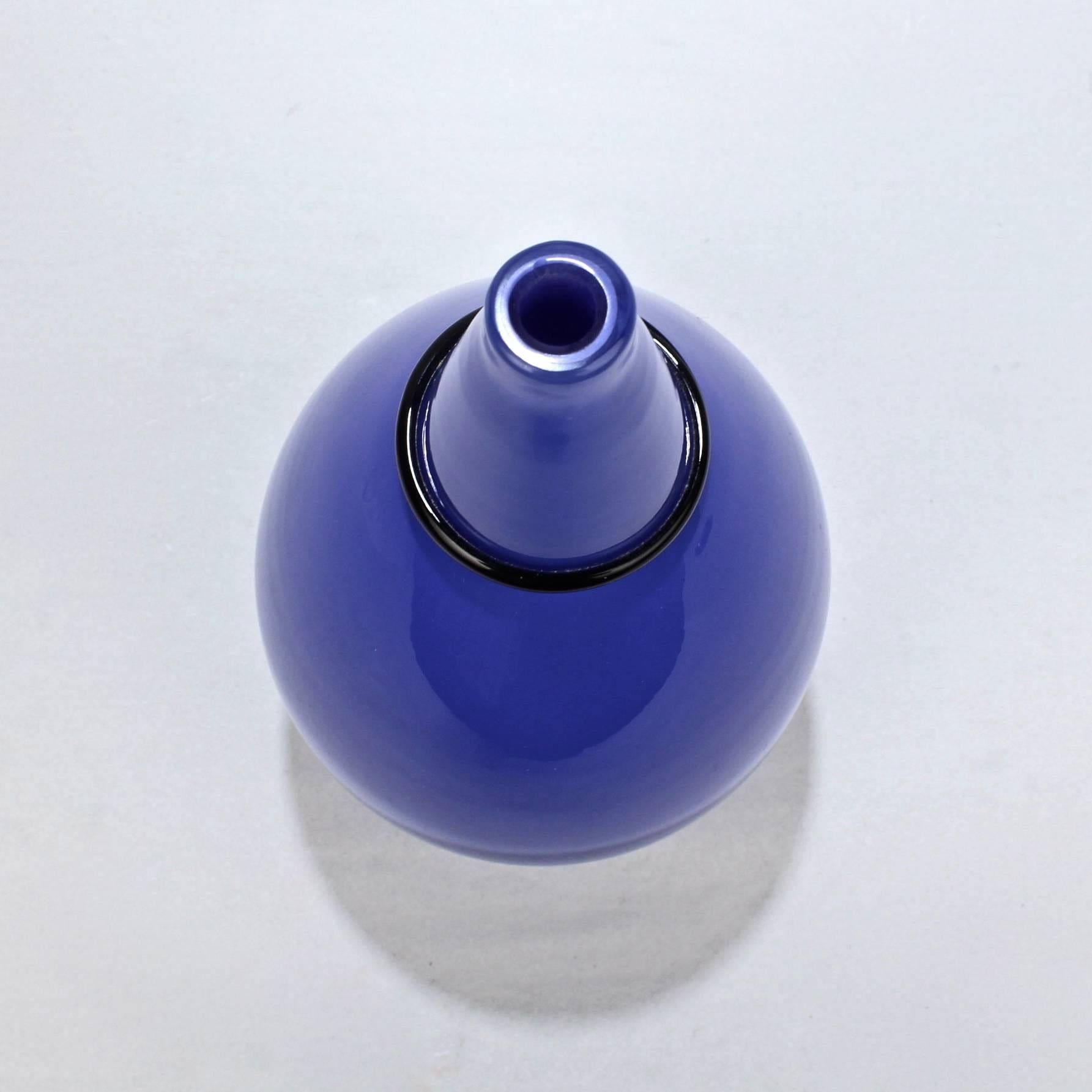 Blue Murano Glass Vase by Tagliapietra & Angelin for Effetre International, 1985 In Good Condition For Sale In Philadelphia, PA