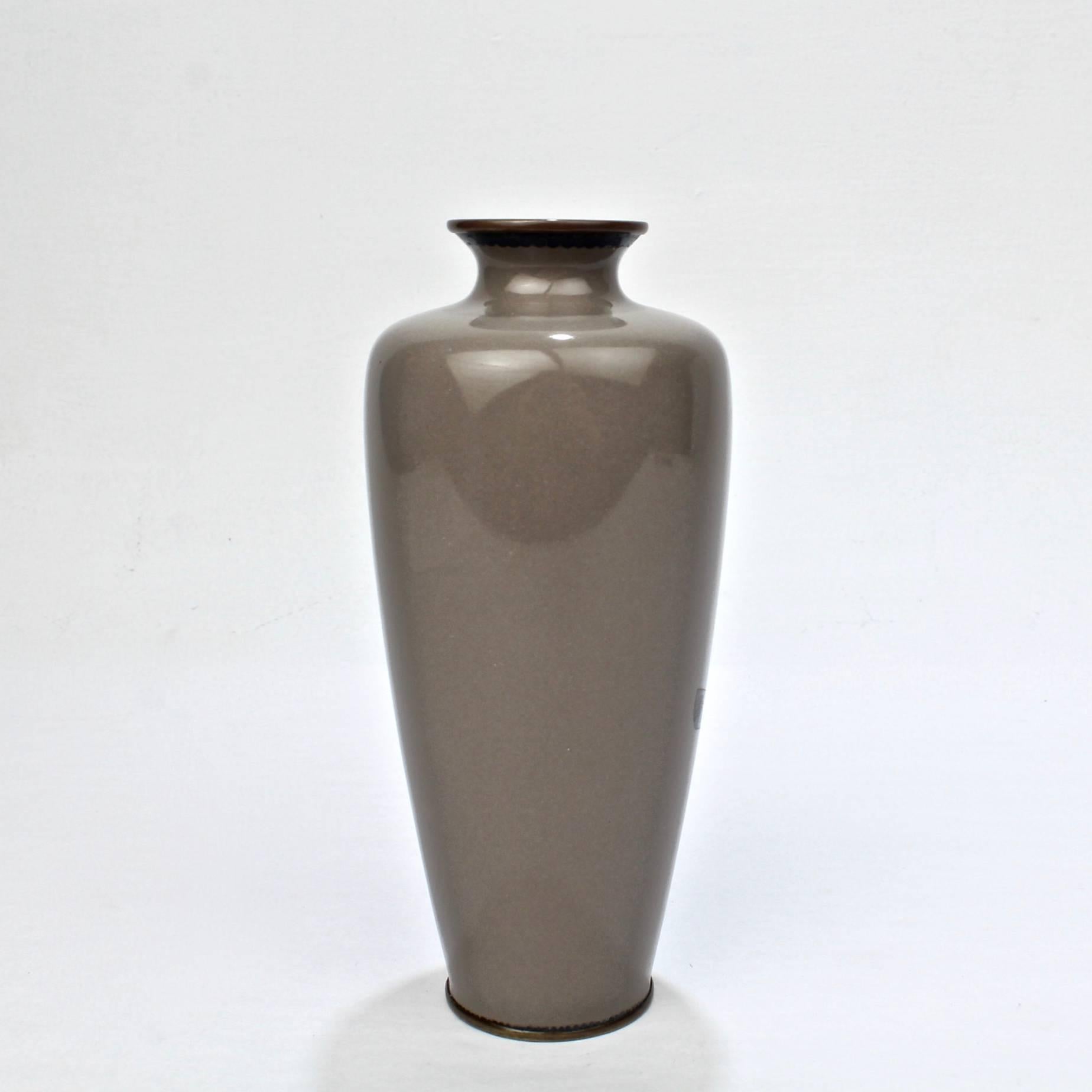 Cloissoné 19th Century Meiji Period Japanese Cloisonné Vase with a Falcon