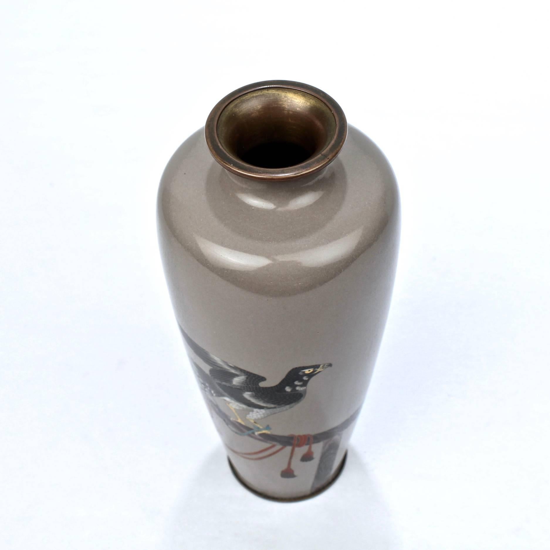 19th Century Meiji Period Japanese Cloisonné Vase with a Falcon 3