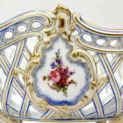 Pair of Old Paris Porcelain Reticulated Fruit Basket for Herbert Freres