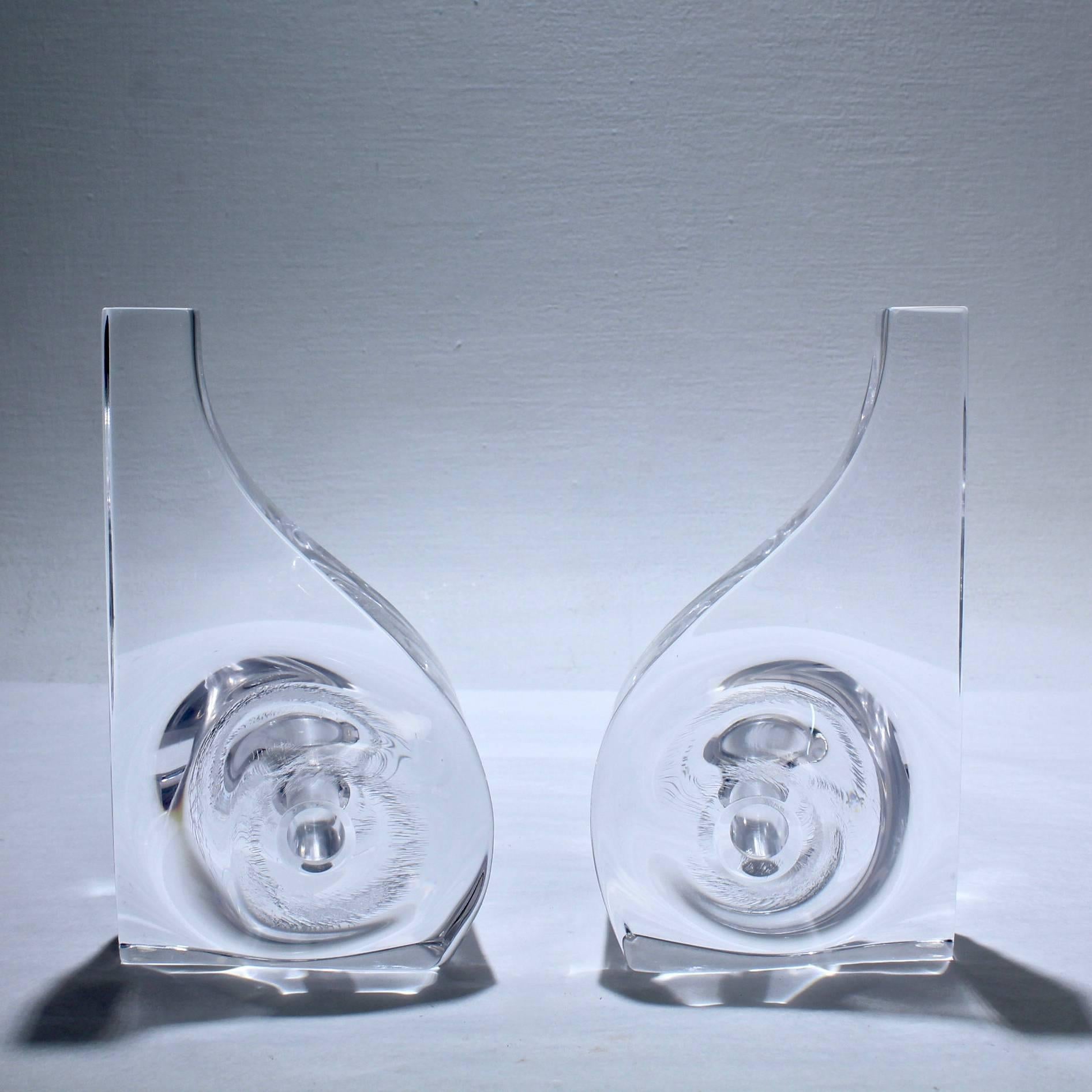 American Pair of Ritts Astrolite Modern Abstract Lucite Bookends For Sale