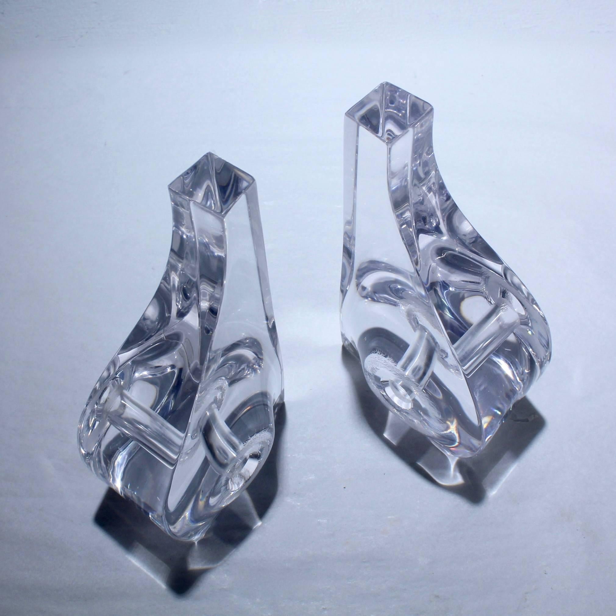 20th Century Pair of Ritts Astrolite Modern Abstract Lucite Bookends For Sale