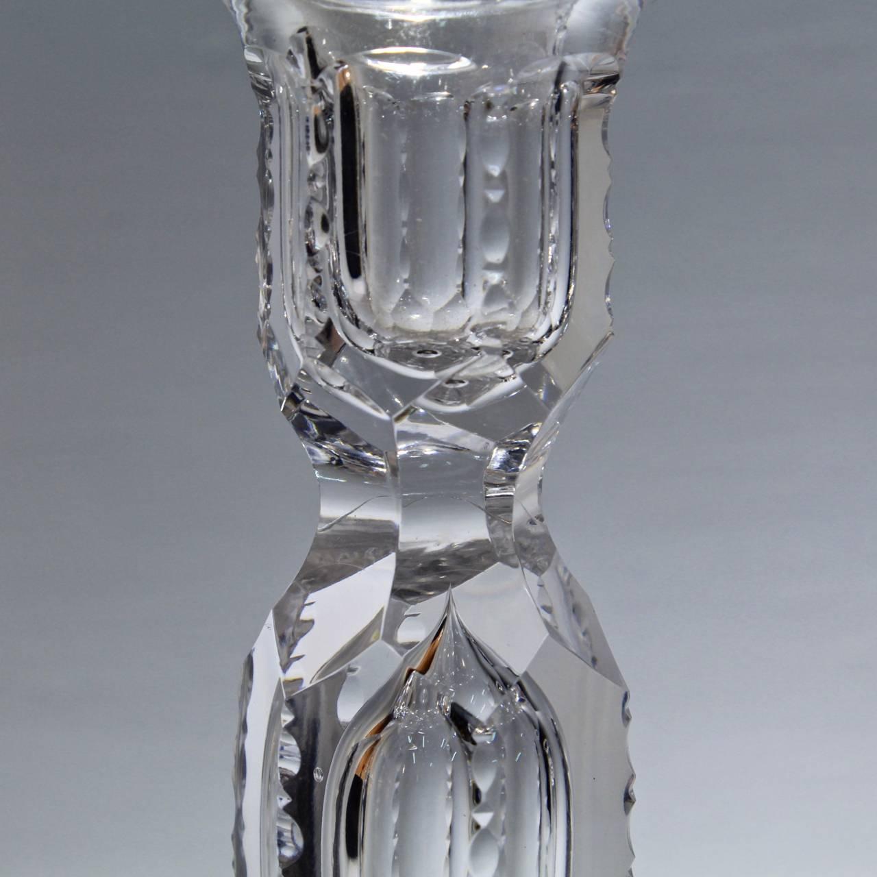 Pair of Fine American Brilliant Period Cut Glass Candlesticks or