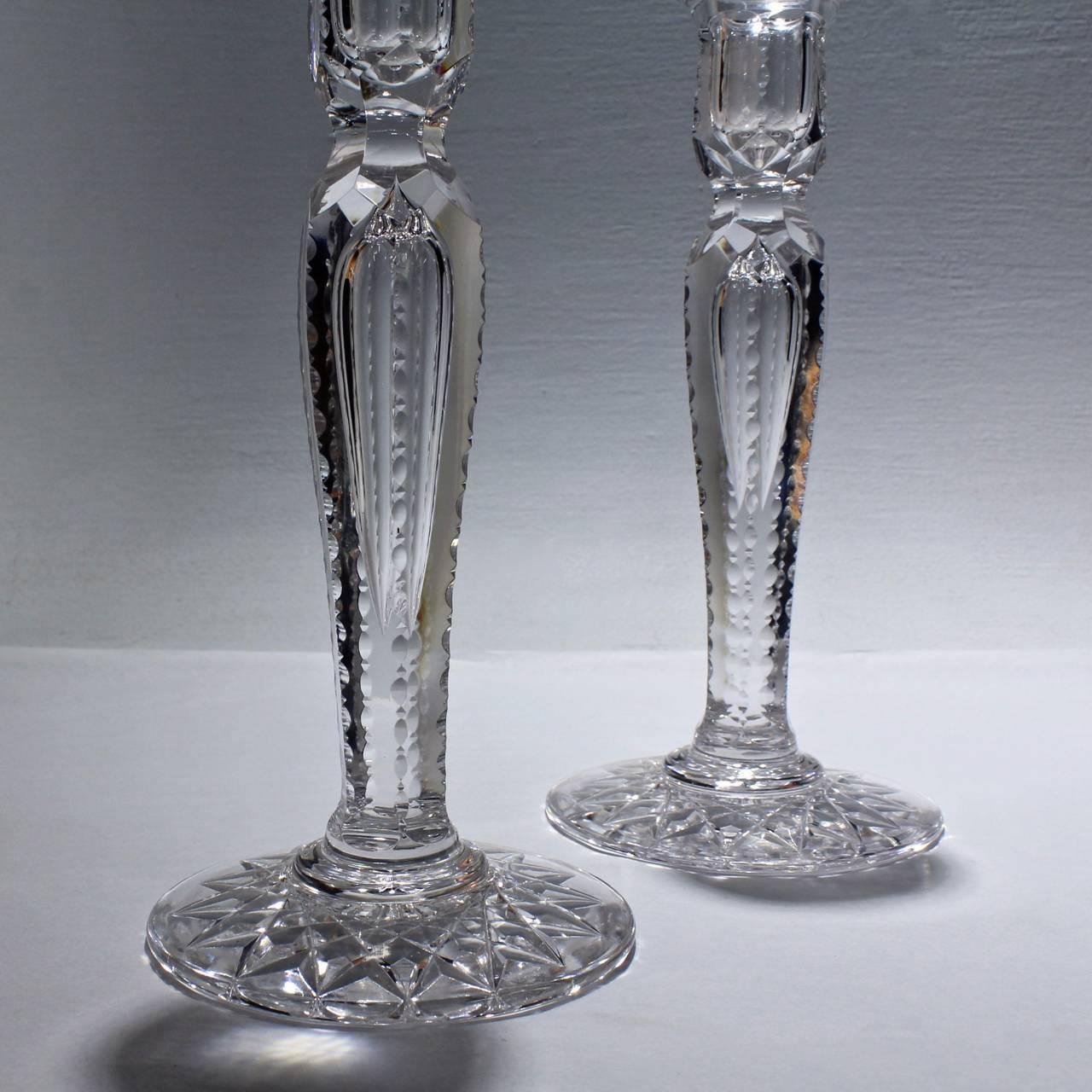 Pair of Fine American Brilliant Period Cut Glass Candlesticks or