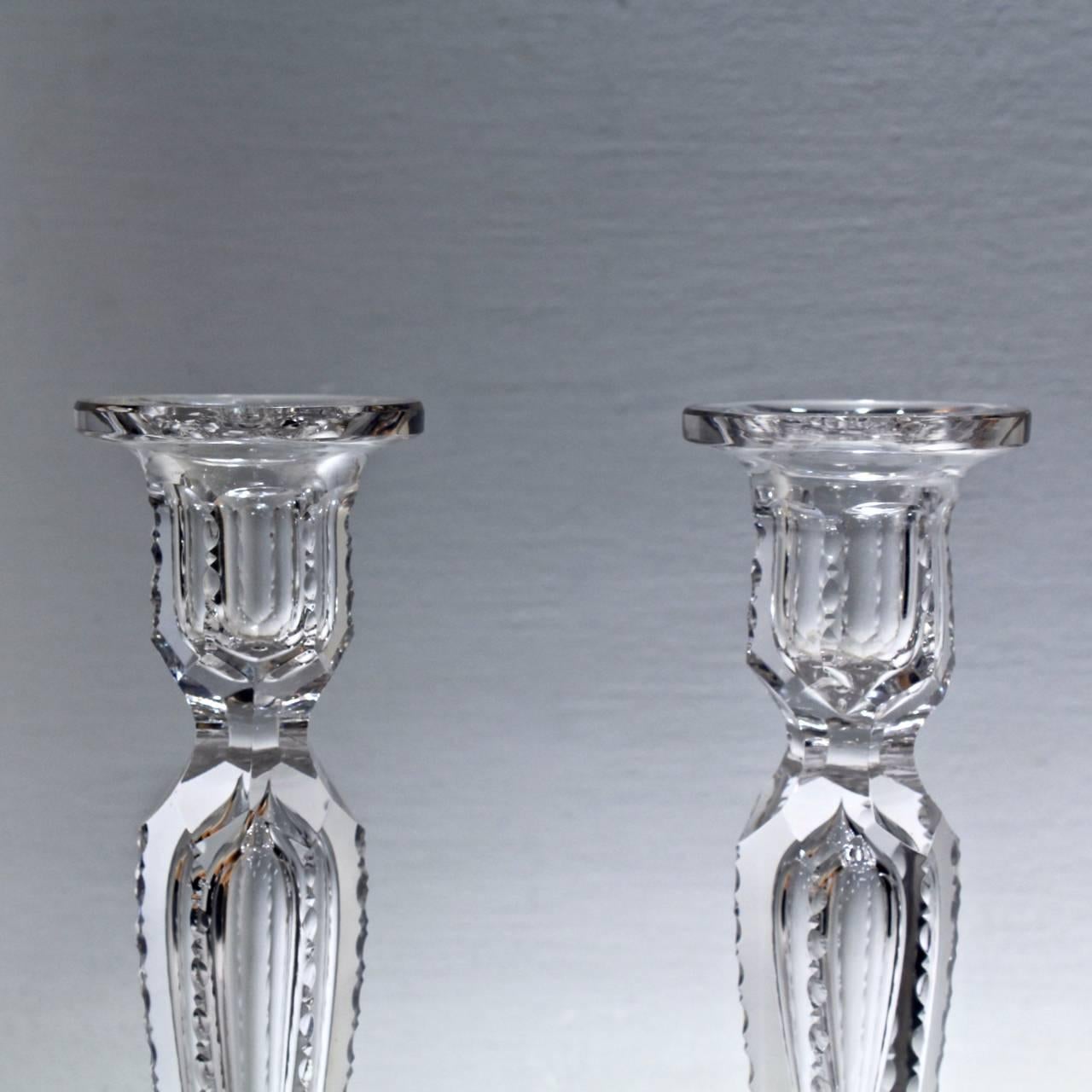 Pair of Fine American Brilliant Period Cut Glass Candlesticks or Candleholders In Good Condition In Philadelphia, PA