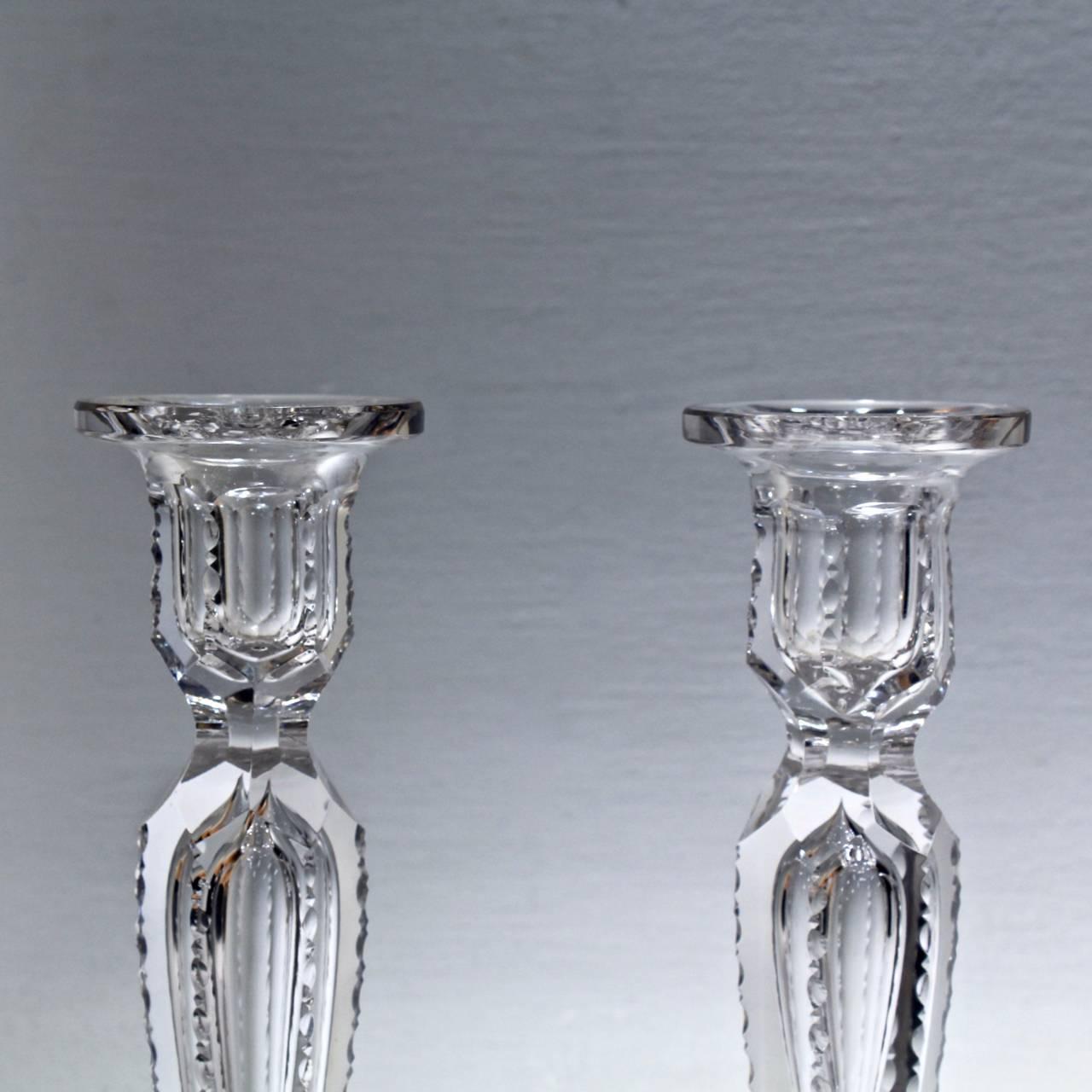 Pair of Fine American Brilliant Period Cut Glass Candlesticks or