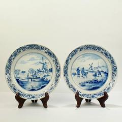 9 Antique Dutch Blue & White Delft Pottery Bowls Marked for De Porceleyne Claeuw