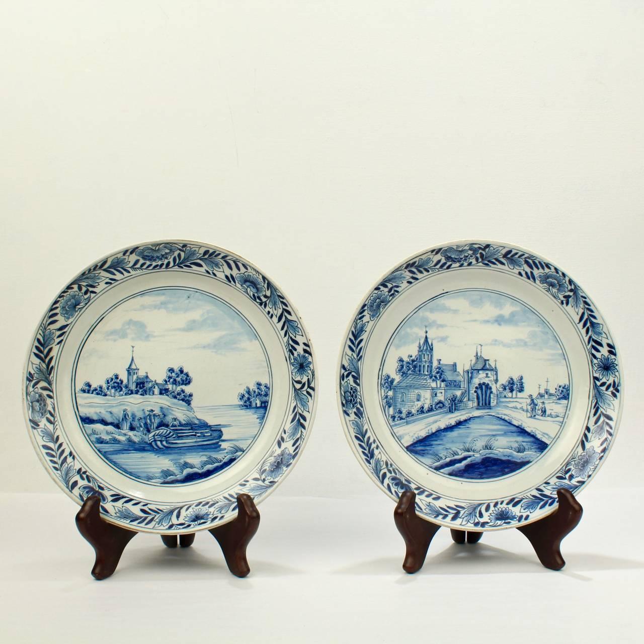 Dutch Colonial 9 Antique Dutch Blue & White Delft Pottery Bowls Marked for De Porceleyne Claeuw