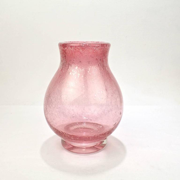 Art Deco Pink Rain Art Glass Vase by Keith Murray for Stevens and ...