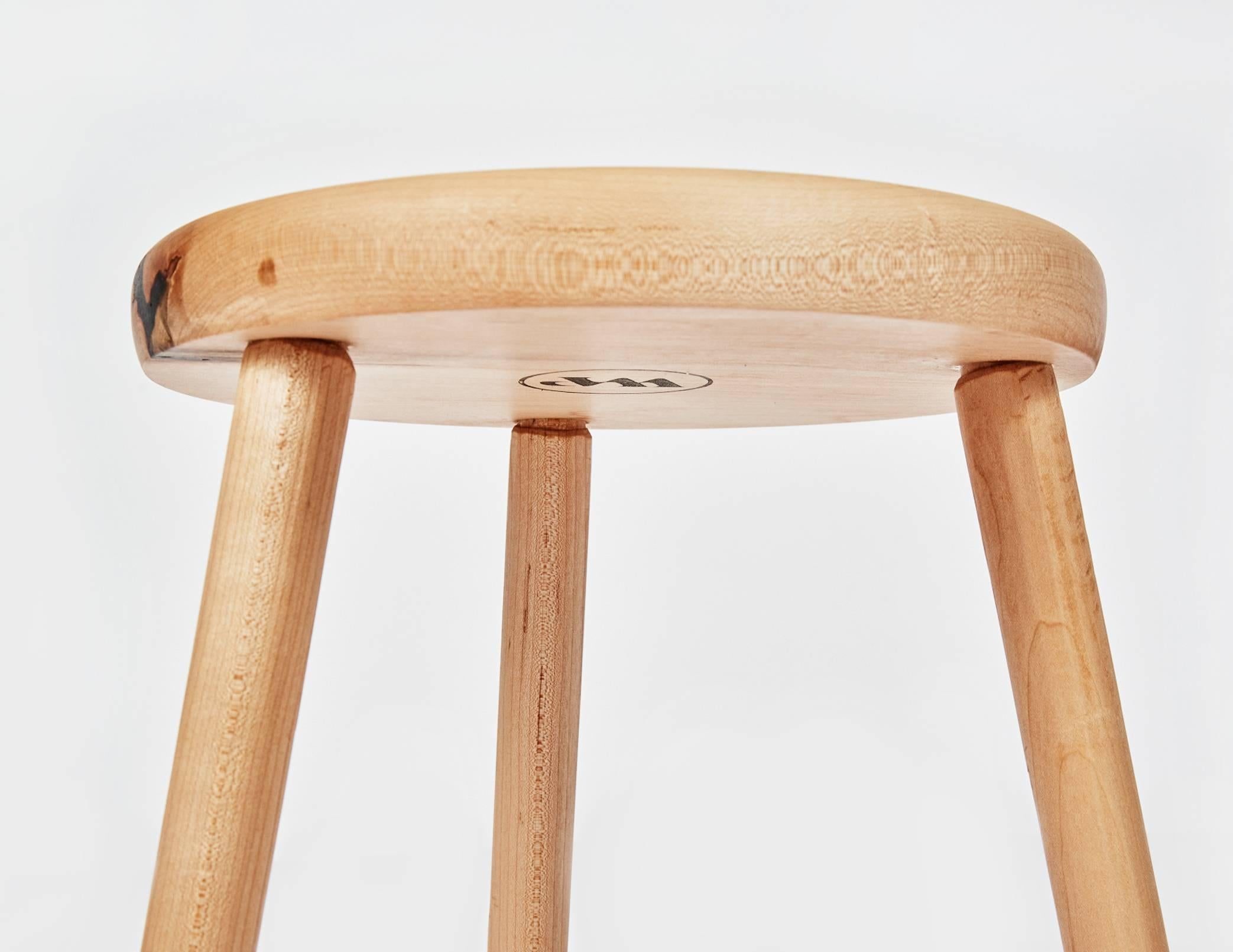 Tripod Stool in Maple by Max Greenberg for Works Progress, 2016 In Good Condition In Philadelphia, PA
