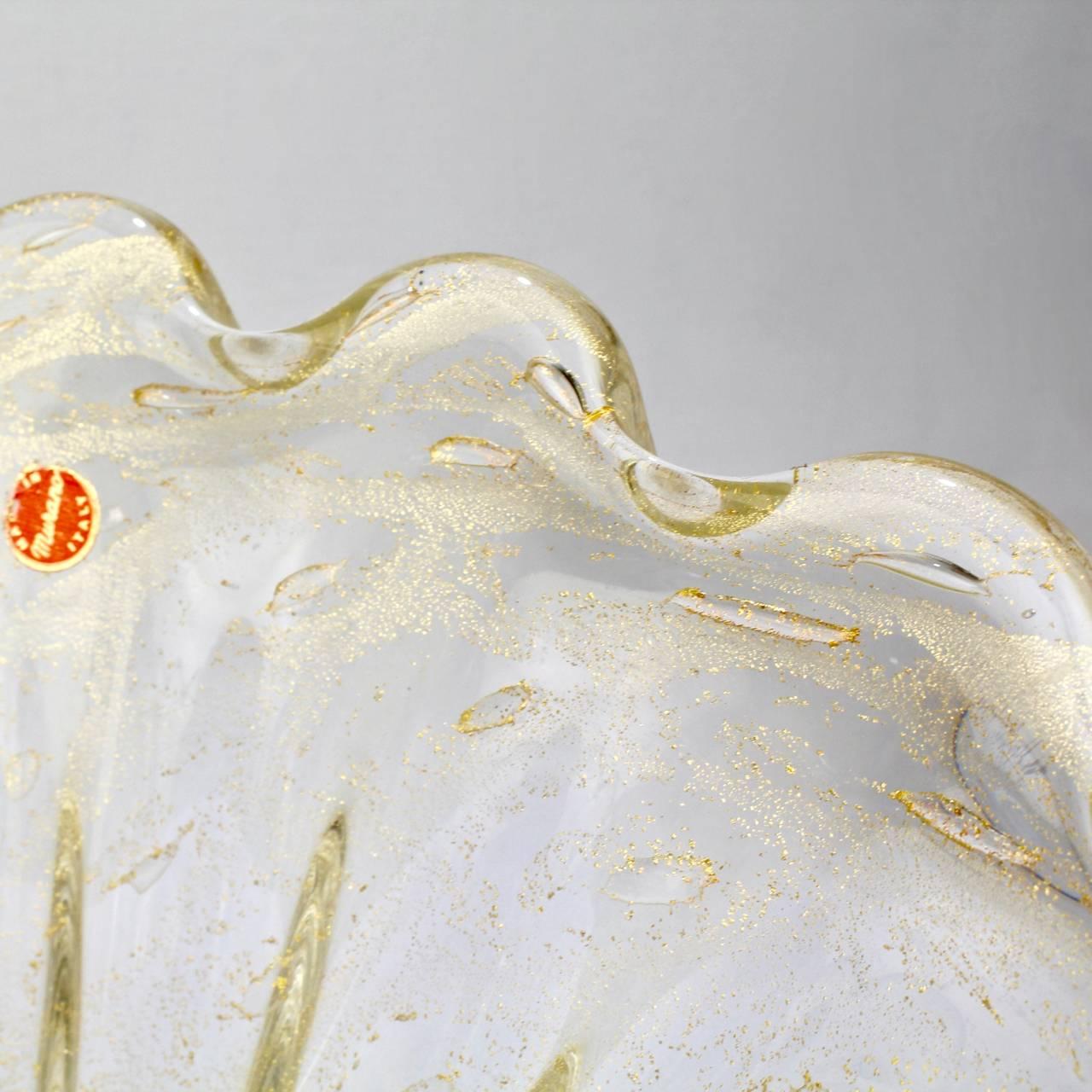 Large Barovier Mid-Century Murano Italian Art Glass Clam Shell Vase 2