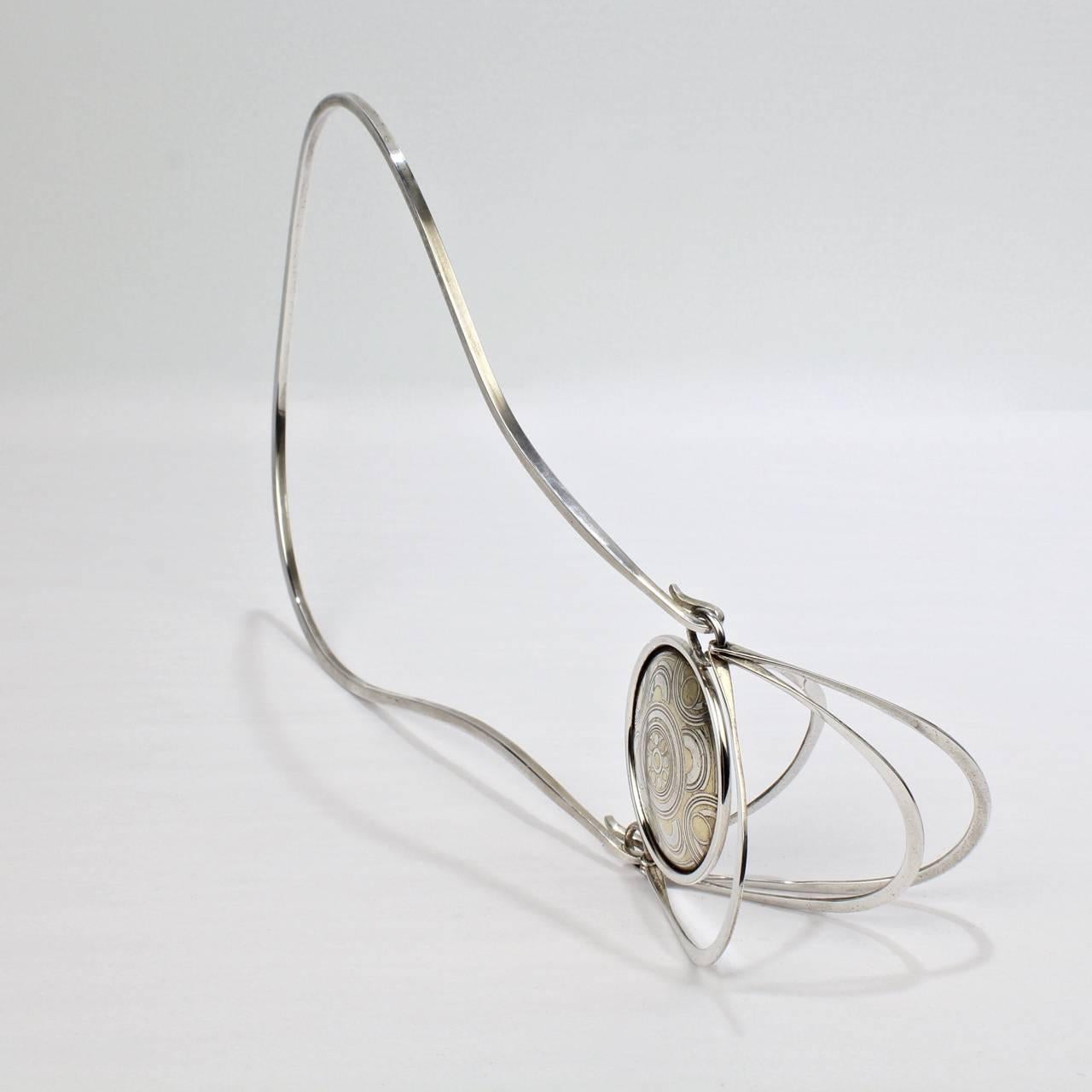 Nubia Modernist Sterling Silver Necklace by Mary Ann Scherr for Reed and Barton In Good Condition In Philadelphia, PA
