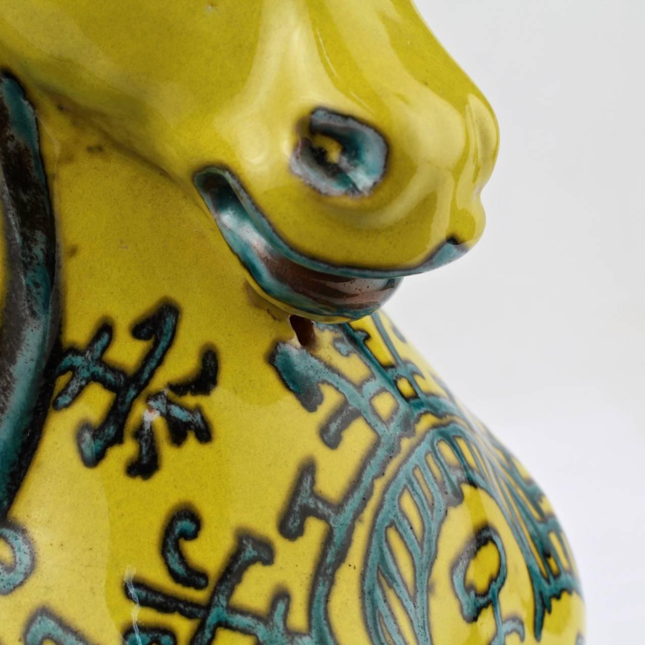 Mid-Century Modern Italian Pottery Yellow Horse Sculpture by Mancioli for Raymor 2