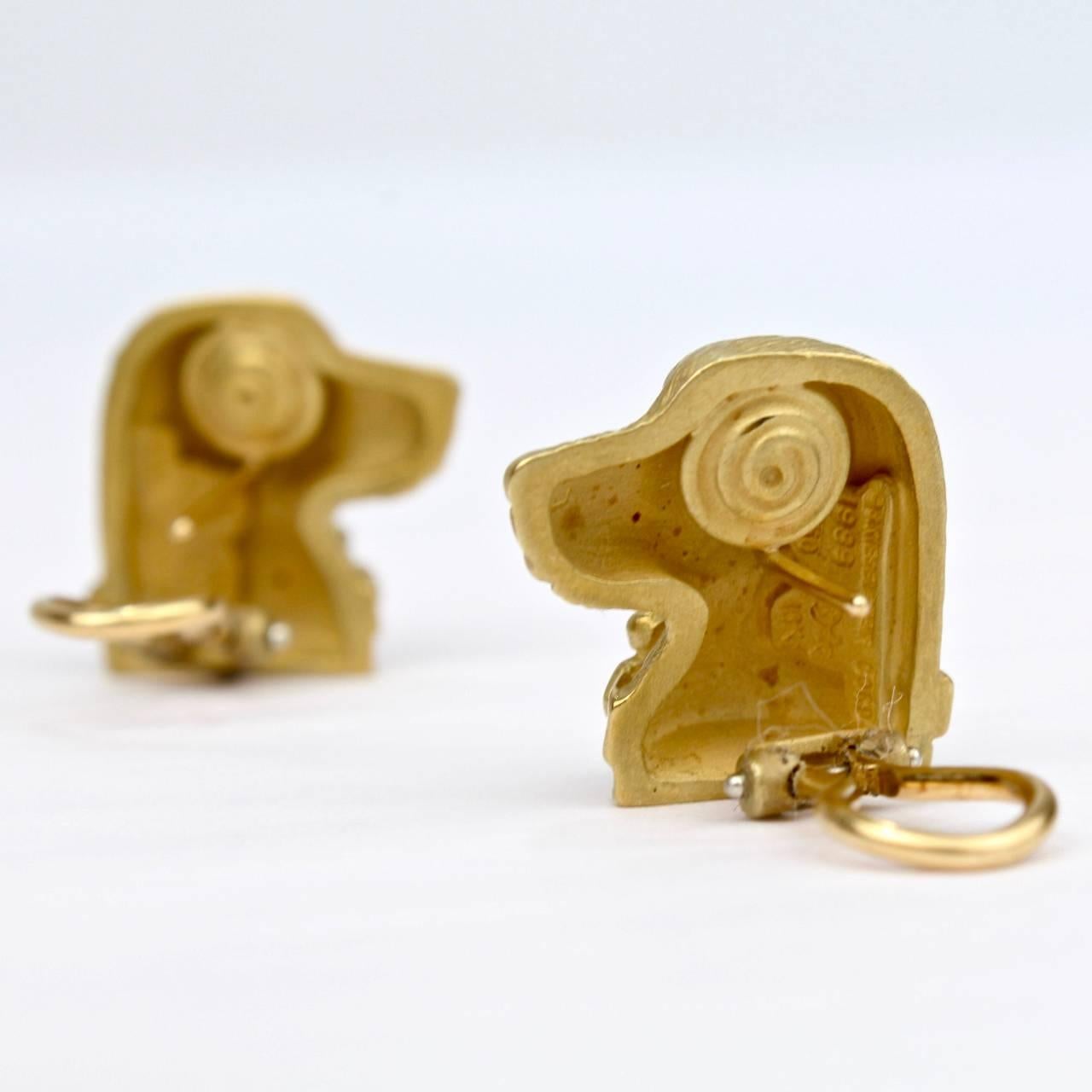 Pair of Barry Kieselstein-Cord 18-Karat Gold Labrador Retriever Dog Earrings 1